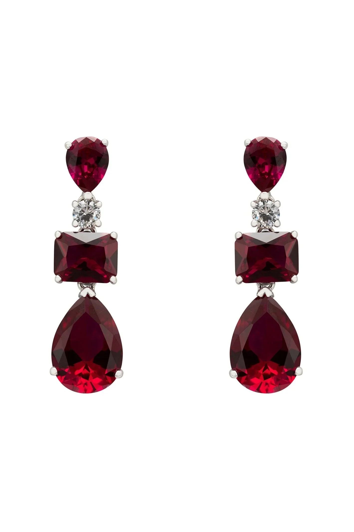 Valentina Drop Earrings Silver Ruby - LATELITA Earrings