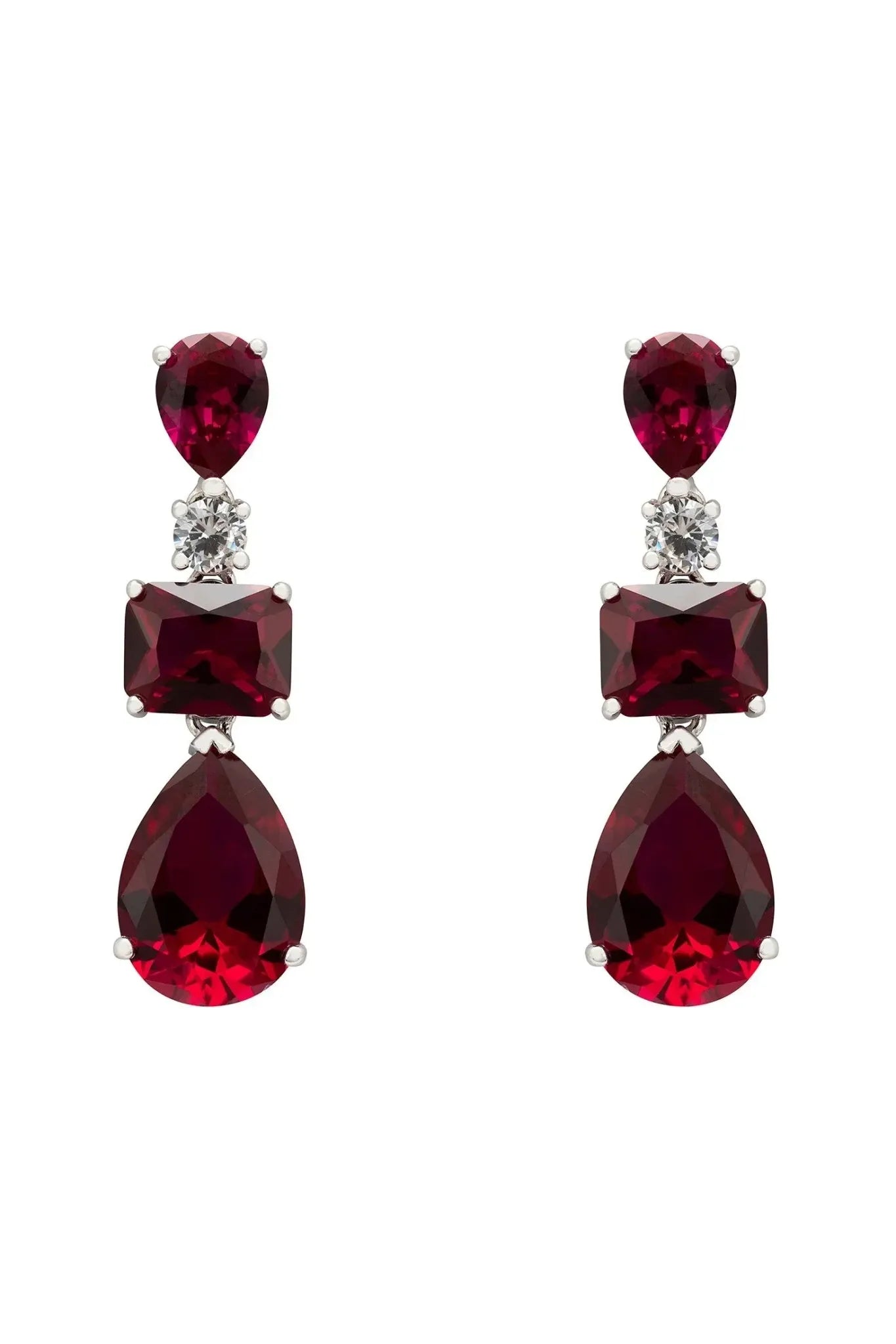 Valentina Drop Earrings Silver Ruby - LATELITA Earrings