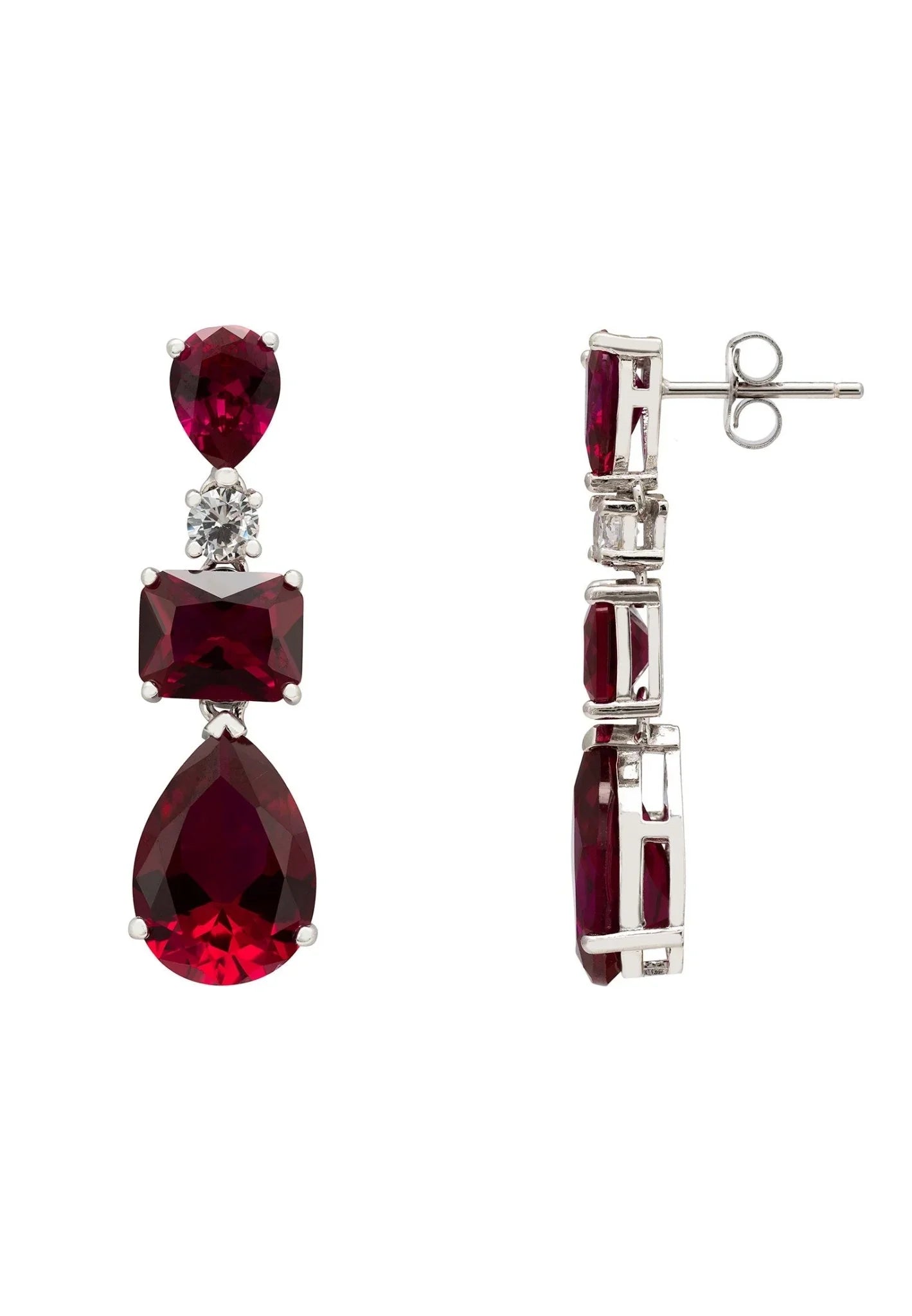 Valentina Drop Earrings Silver Ruby - LATELITA Earrings