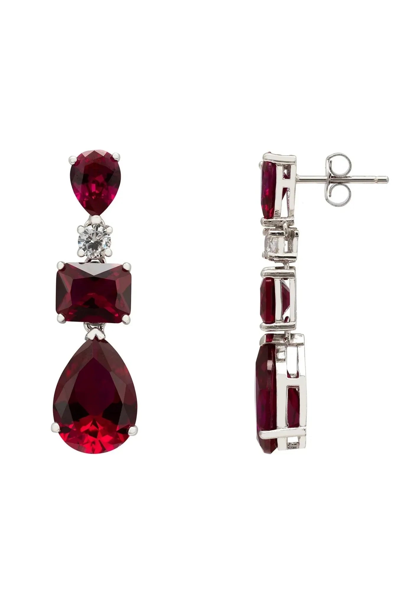 Valentina Drop Earrings Silver Ruby - LATELITA Earrings