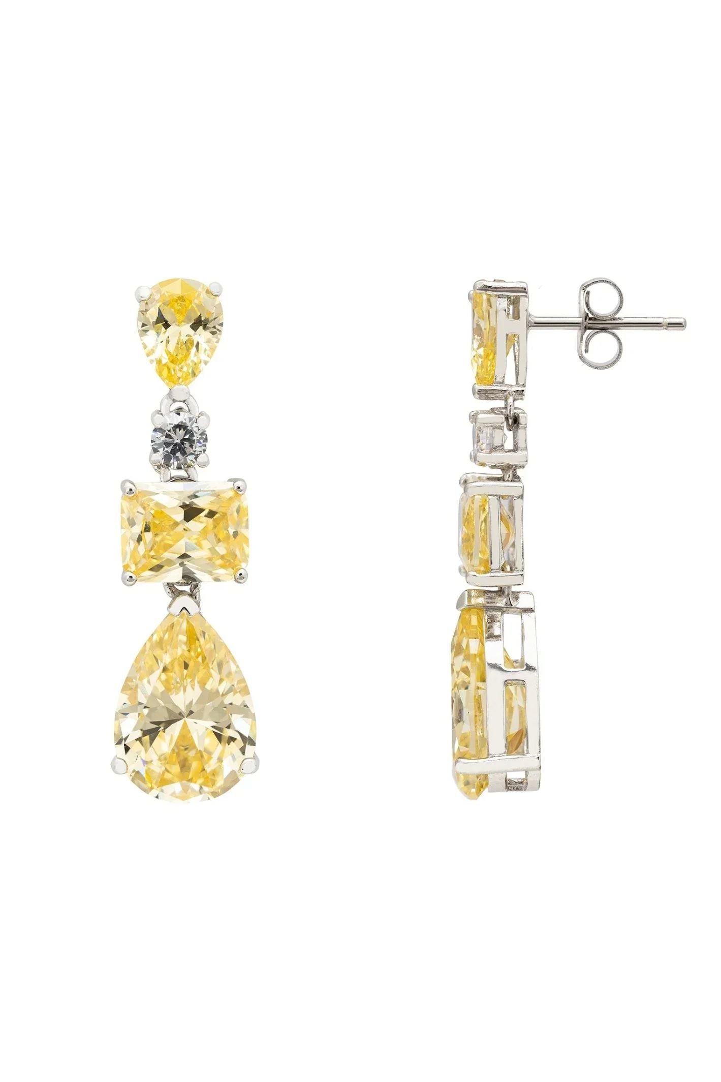 Valentina Drop Earrings Silver Yellow Topaz - LATELITA Earrings