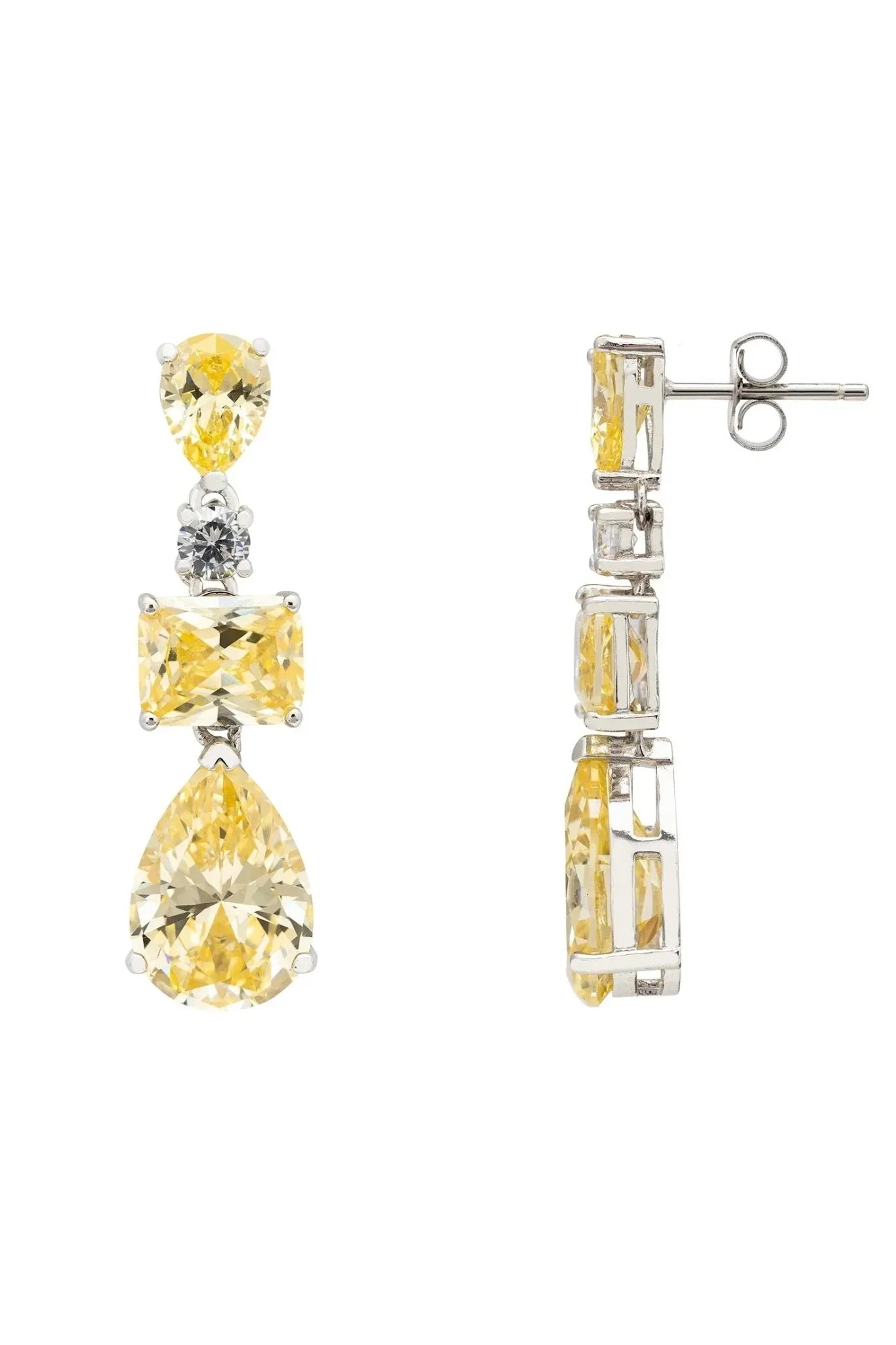 Valentina Drop Earrings Silver Yellow Topaz - LATELITA Earrings