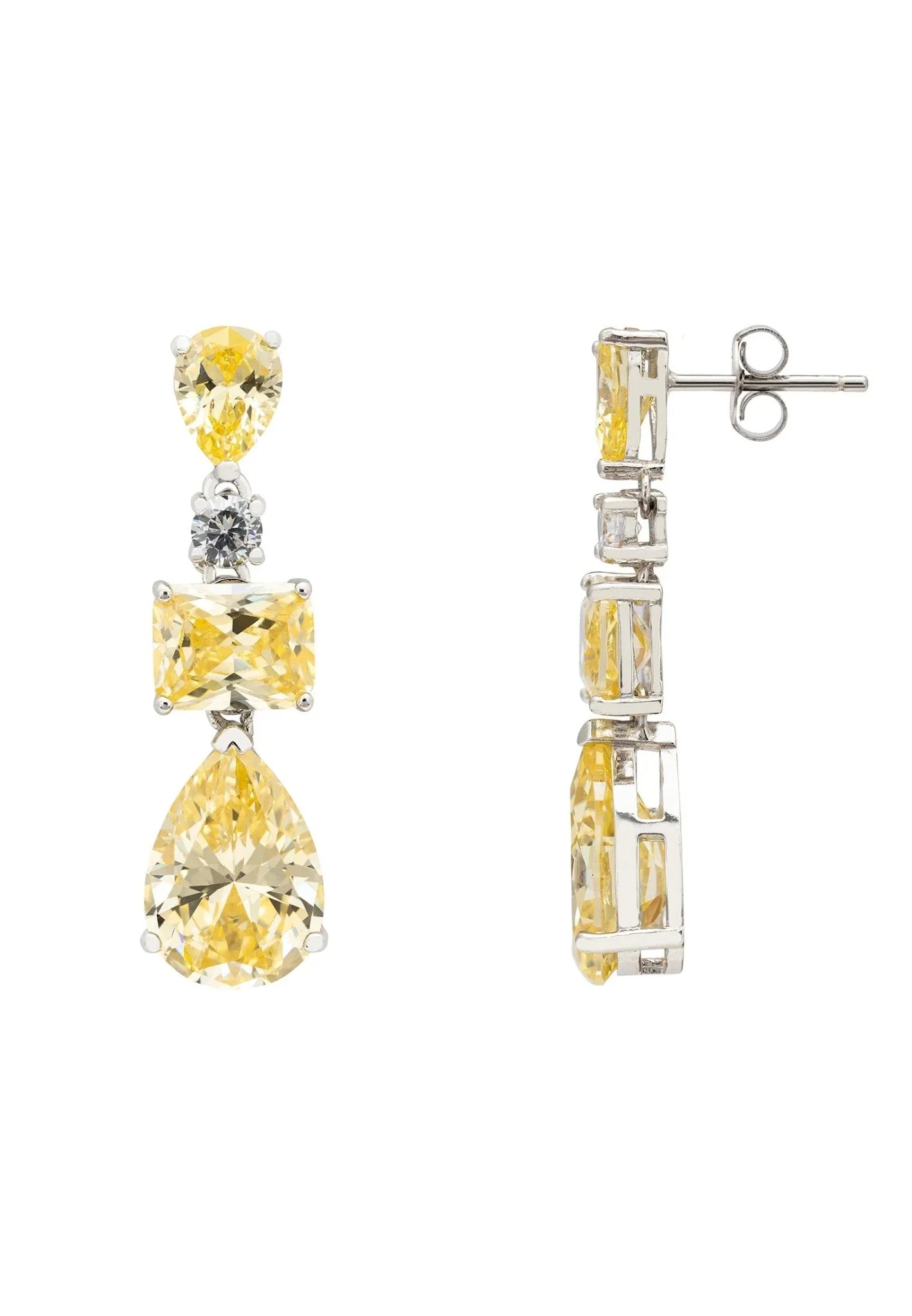 Valentina Drop Earrings Silver Yellow Topaz - LATELITA Earrings