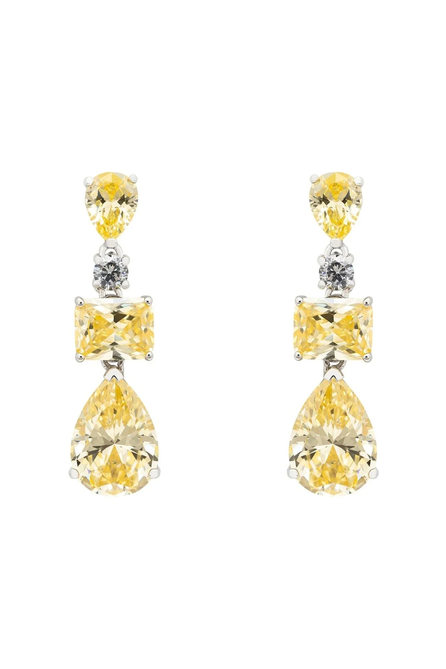 Valentina Drop Earrings Silver Yellow Topaz - LATELITA Earrings