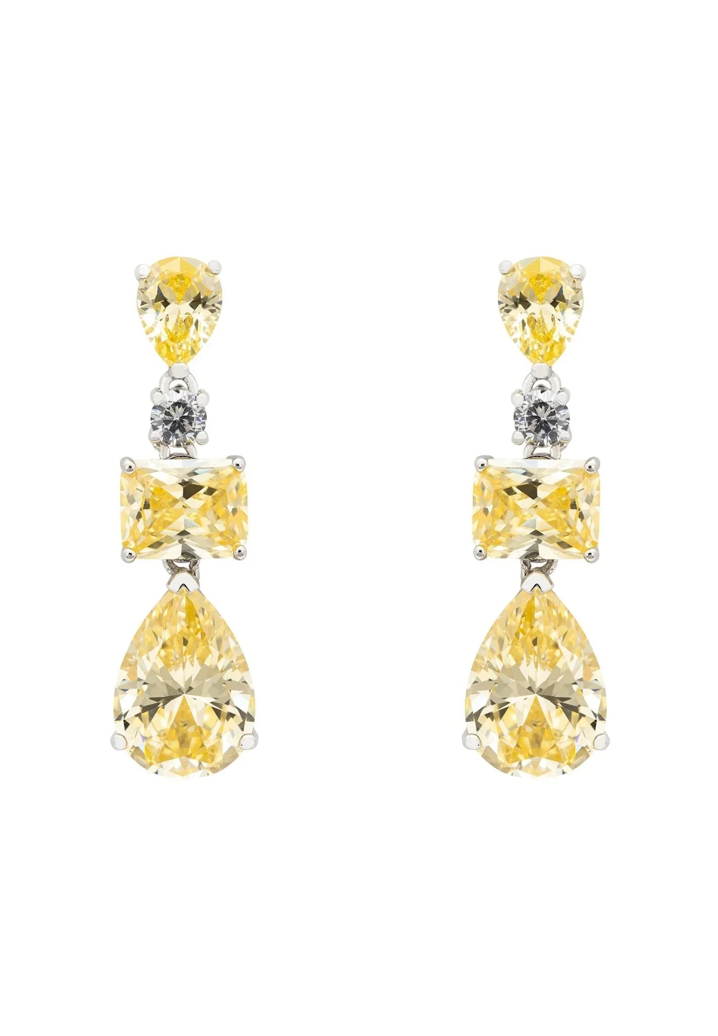 Valentina Drop Earrings Silver Yellow Topaz - LATELITA Earrings