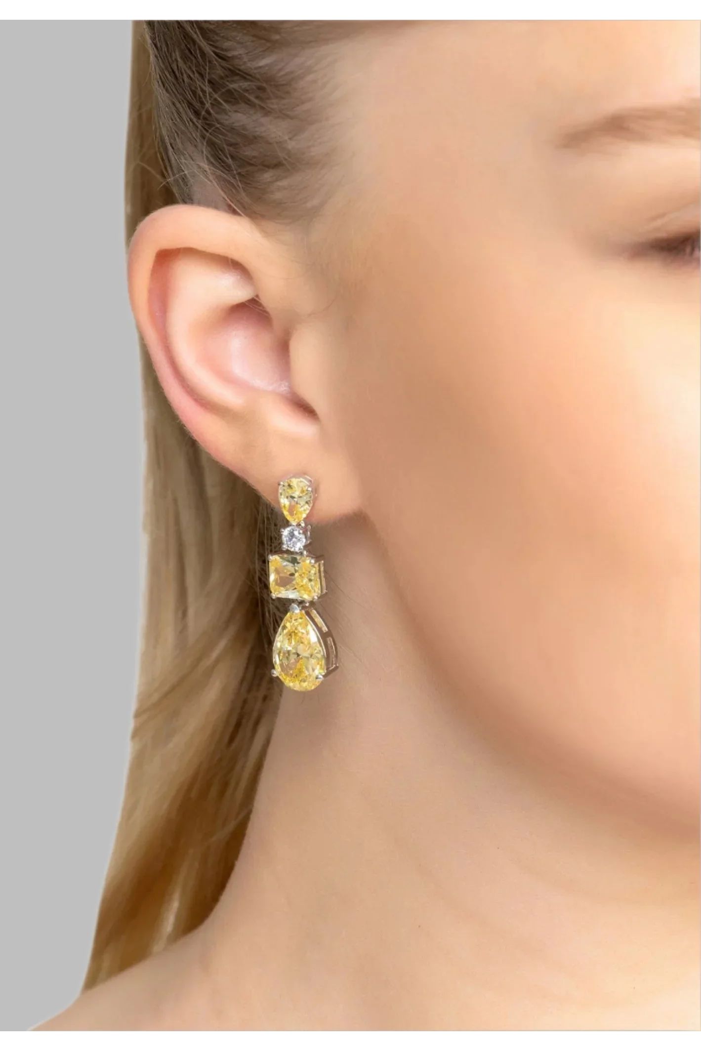 Valentina Drop Earrings Silver Yellow Topaz - LATELITA Earrings
