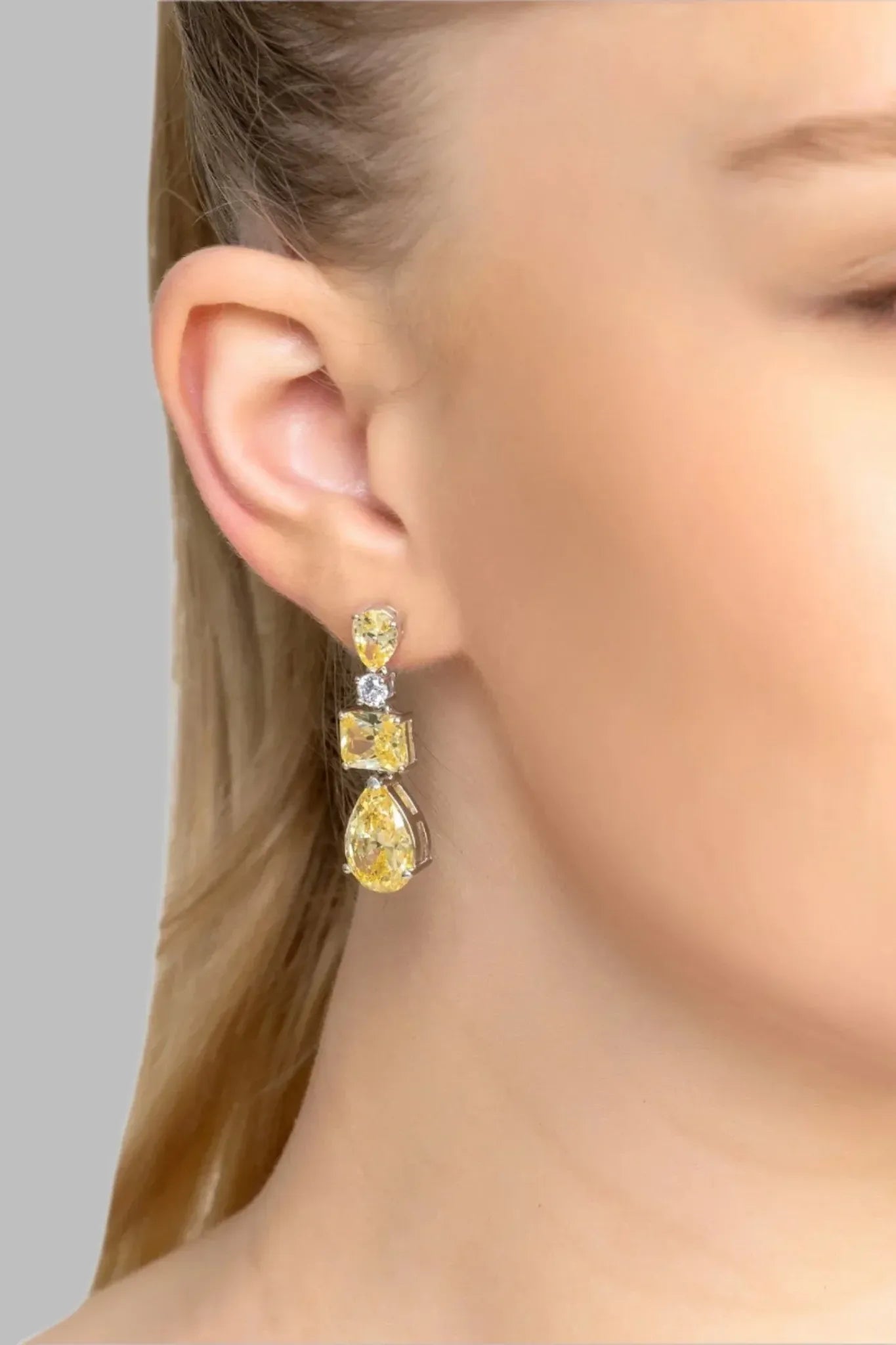 Valentina Drop Earrings Silver Yellow Topaz - LATELITA Earrings