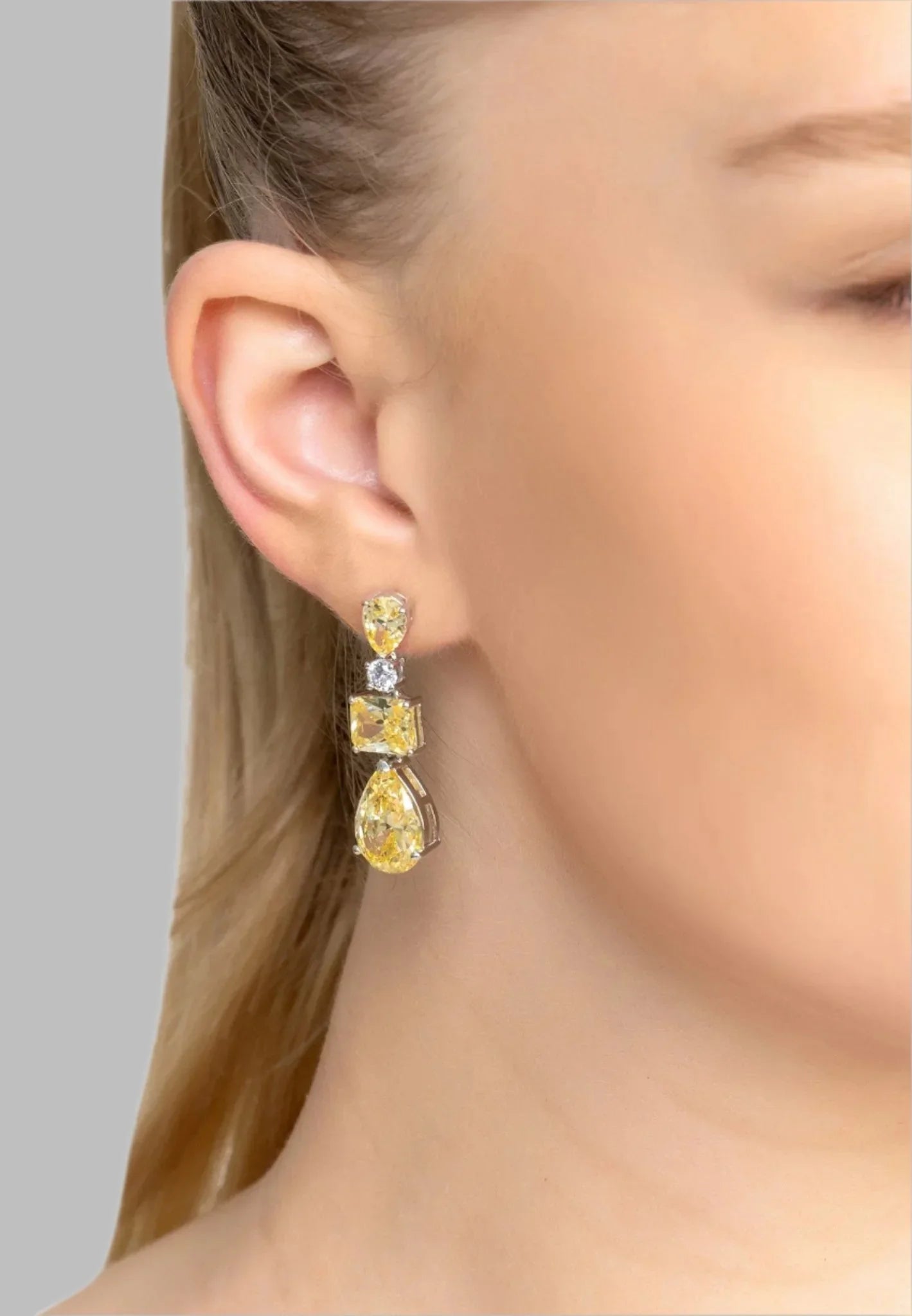 Valentina Drop Earrings Silver Yellow Topaz - LATELITA Earrings