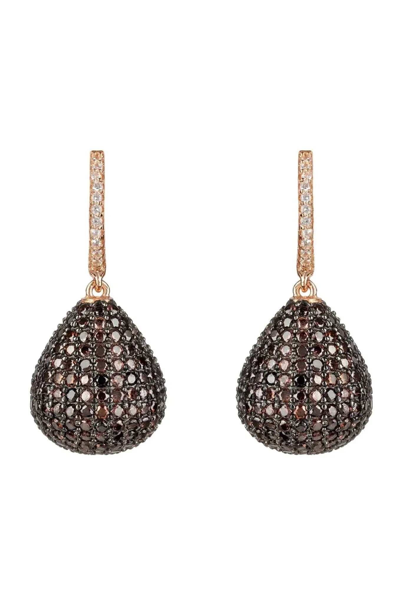 Valerie Pear Drop Gemstone Earring Rosegold Chocolate Cz - LATELITA Earrings