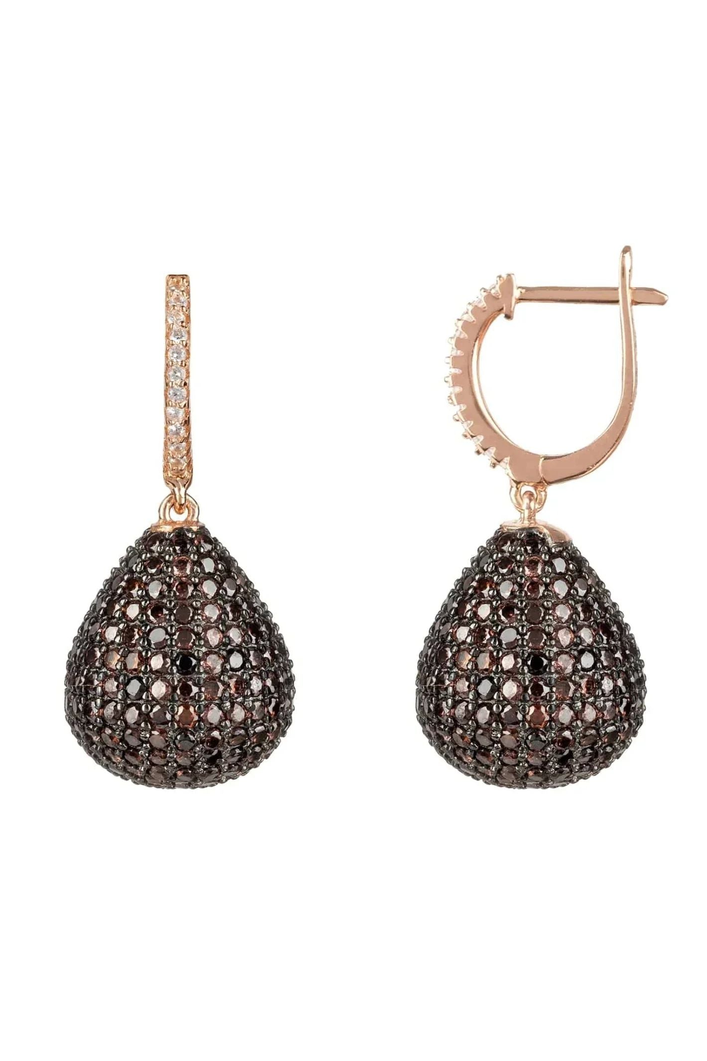 Valerie Pear Drop Gemstone Earring Rosegold Chocolate Cz - LATELITA Earrings