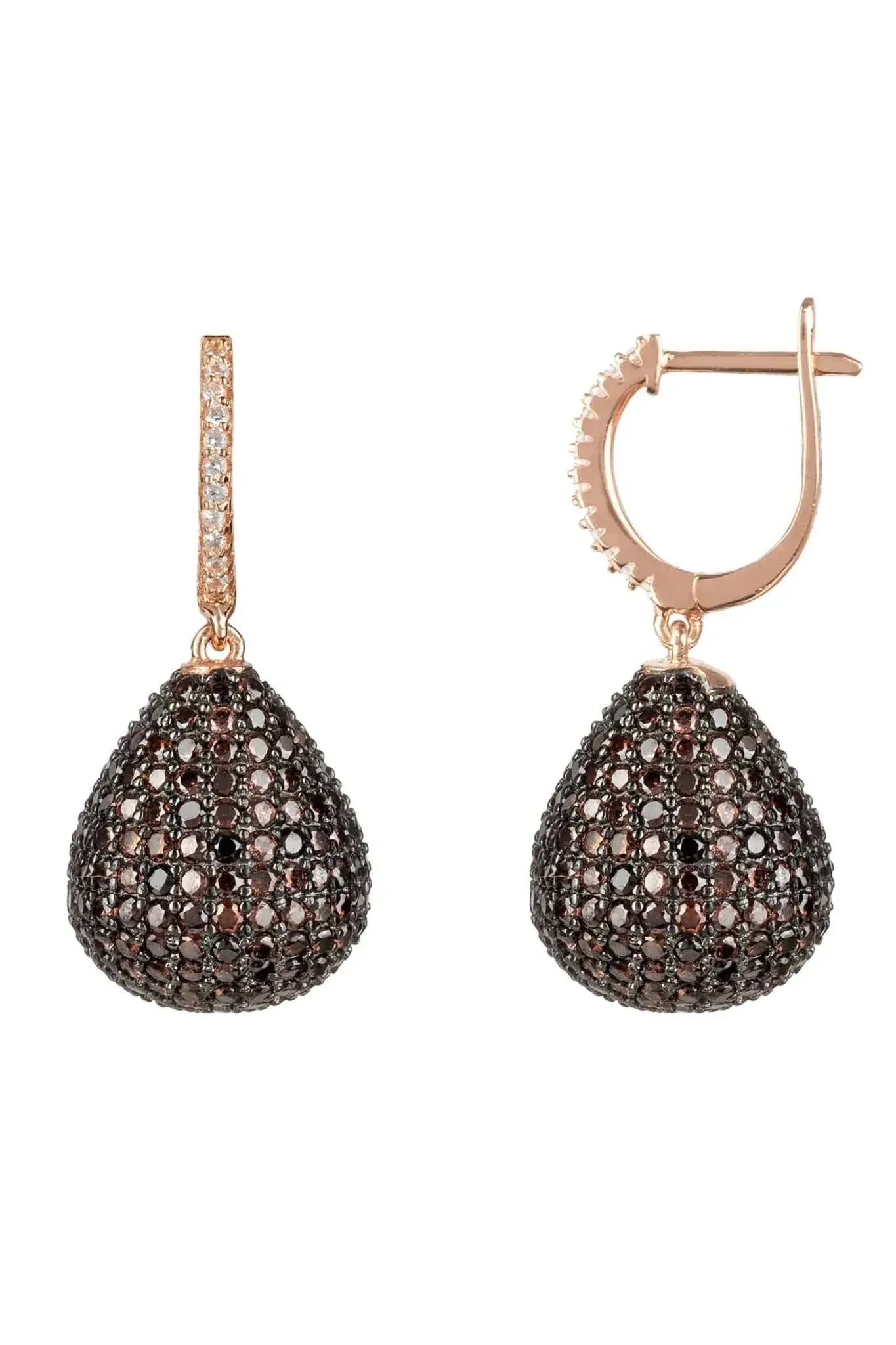 Valerie Pear Drop Gemstone Earring Rosegold Chocolate Cz - LATELITA Earrings