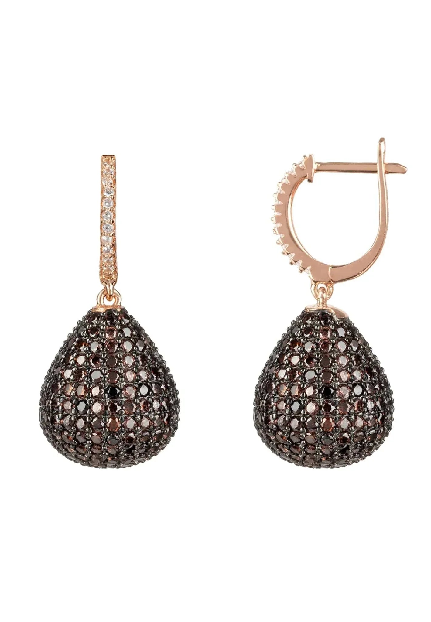 Valerie Pear Drop Gemstone Earring Rosegold Chocolate Cz - LATELITA Earrings