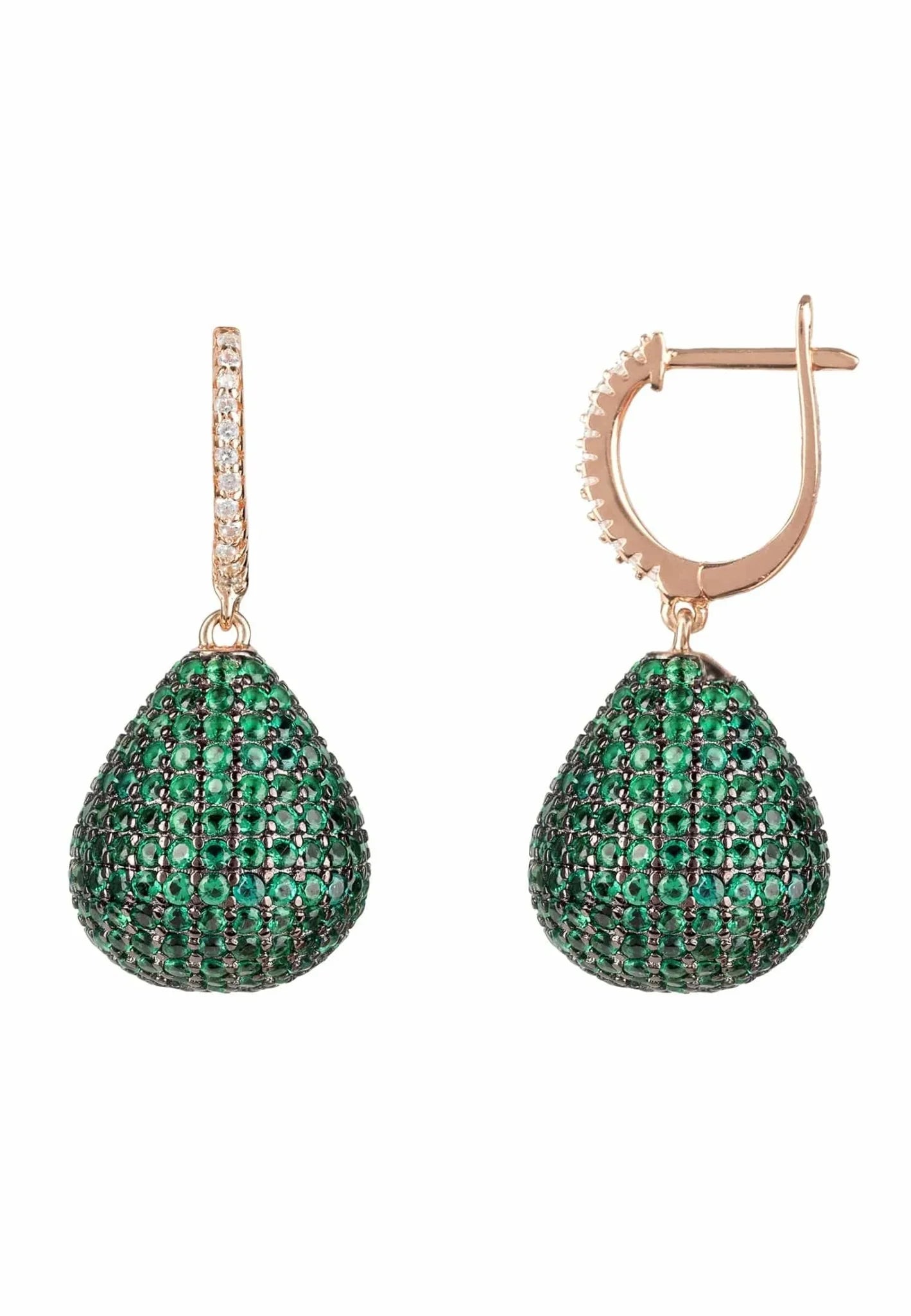 Valerie Pear Drop Gemstone Earring Rosegold Emerald Green - LATELITA Earrings