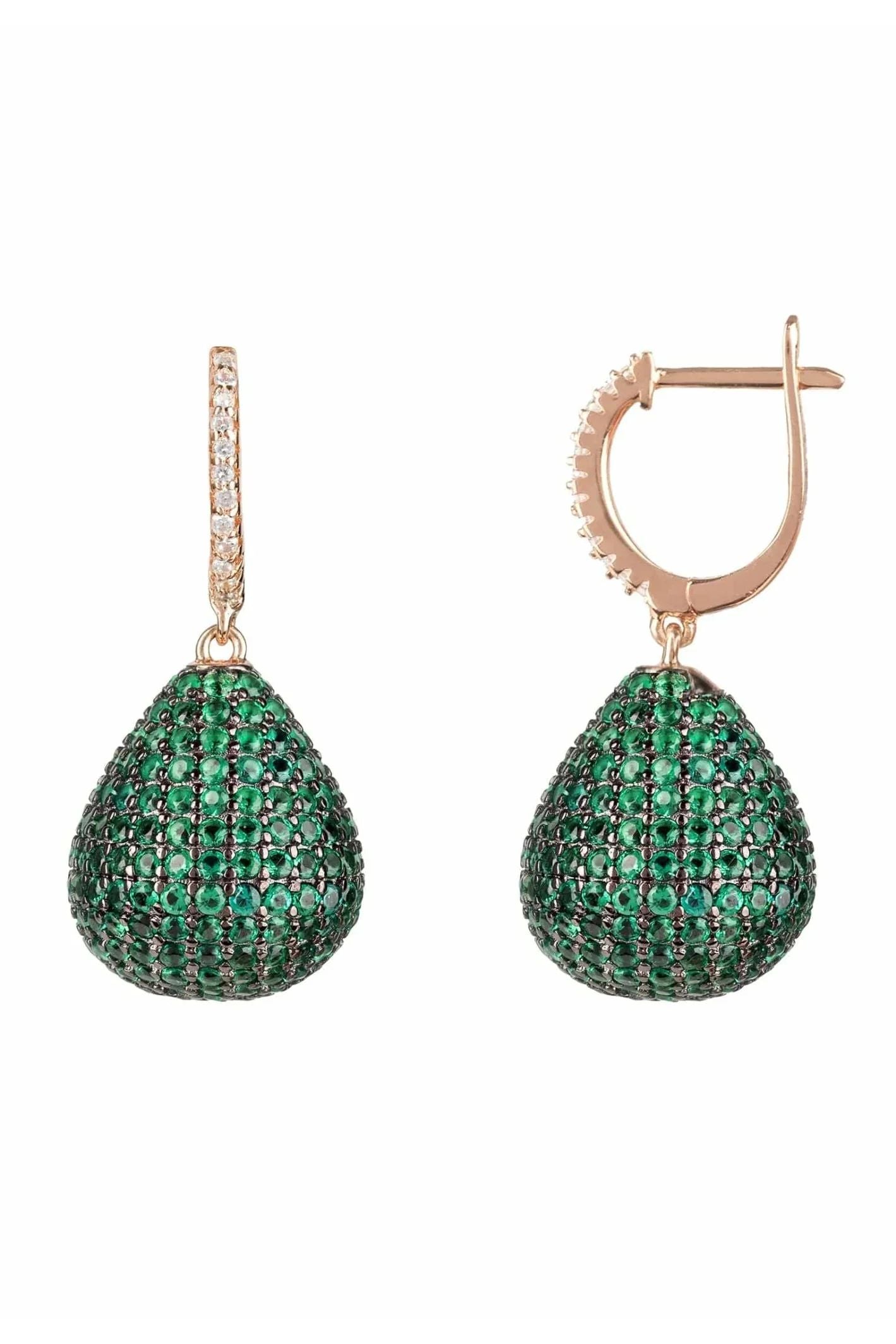 Valerie Pear Drop Gemstone Earring Rosegold Emerald Green - LATELITA Earrings