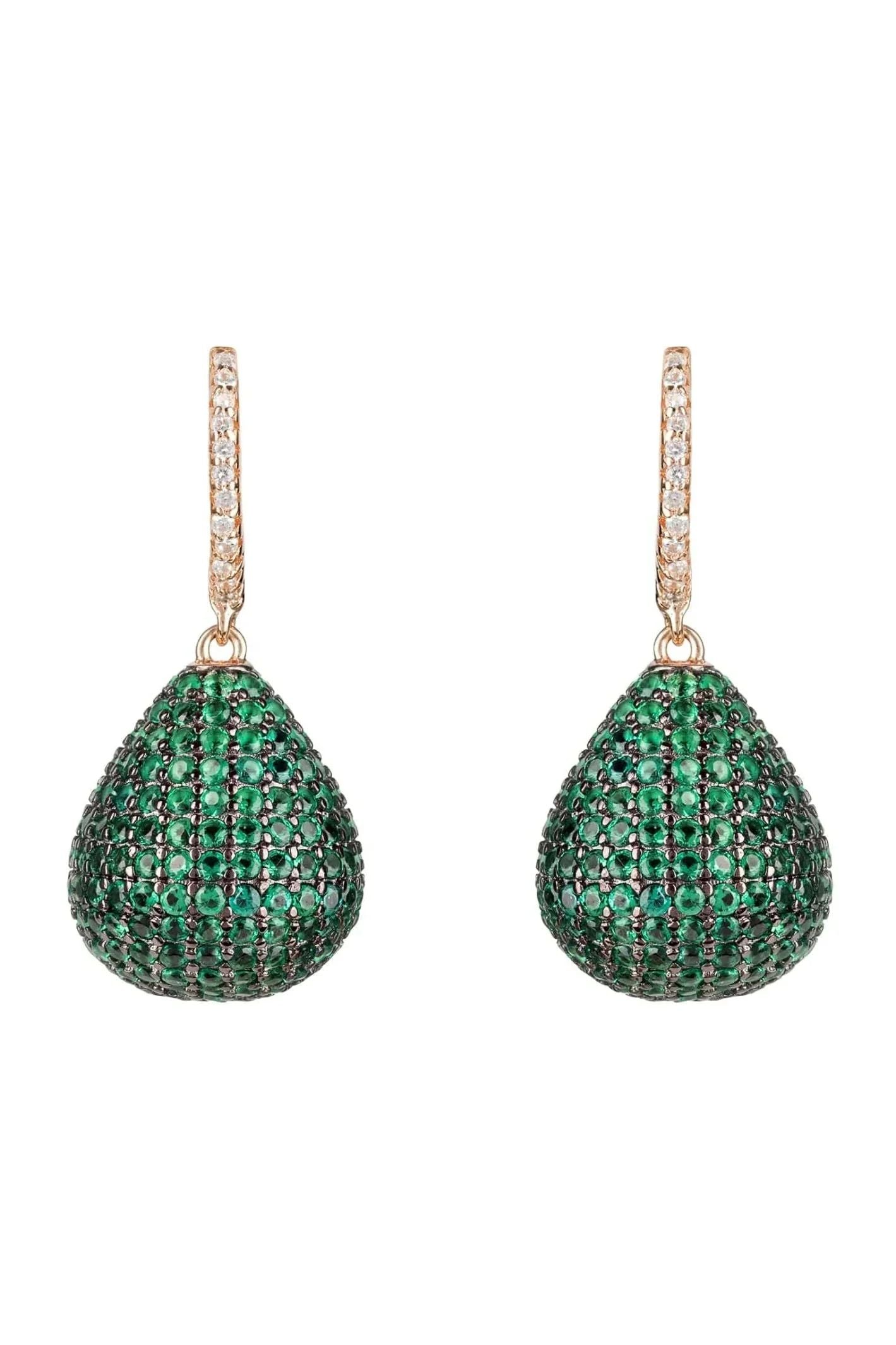 Valerie Pear Drop Gemstone Earring Rosegold Emerald Green - LATELITA Earrings