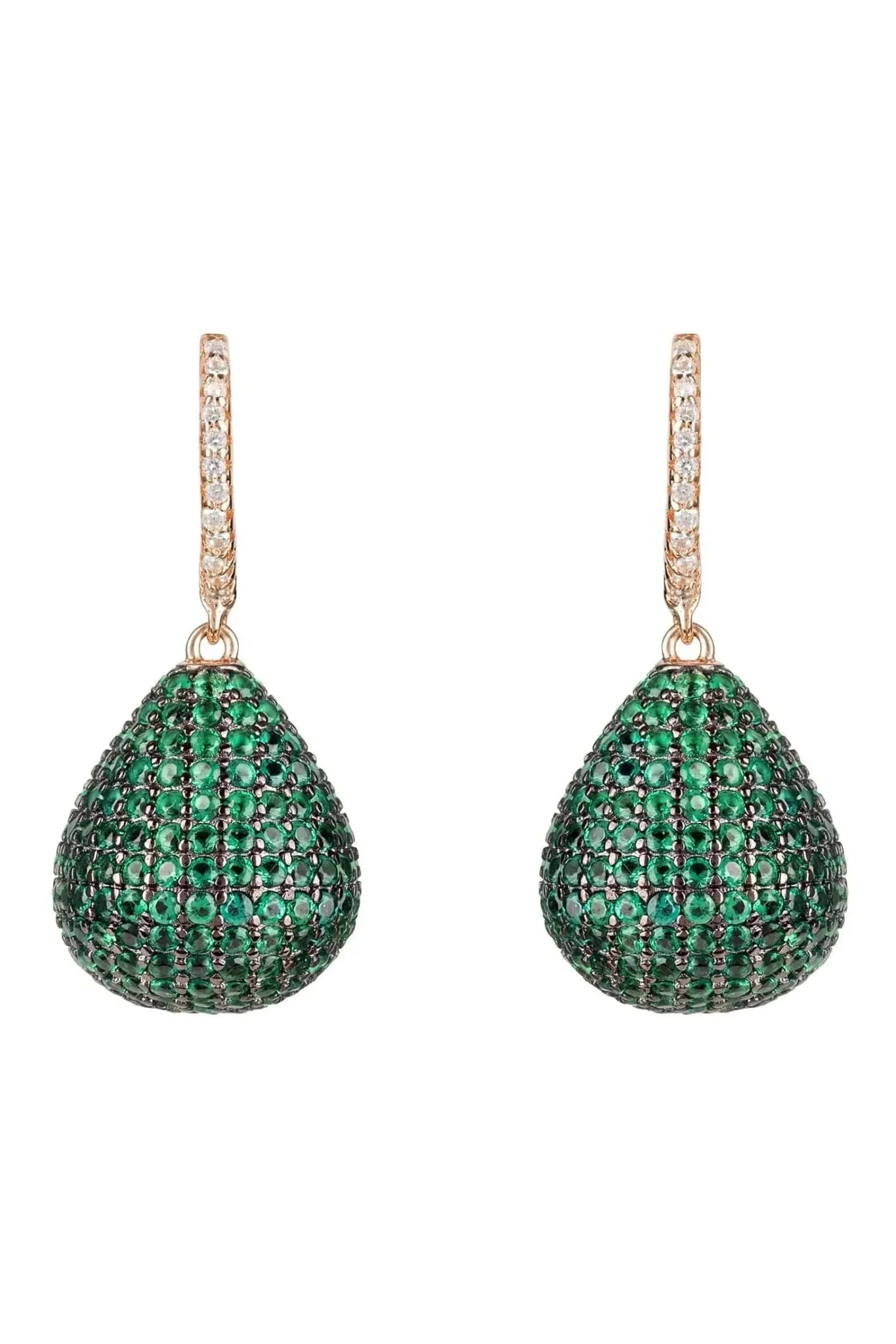 Valerie Pear Drop Gemstone Earring Rosegold Emerald Green - LATELITA Earrings