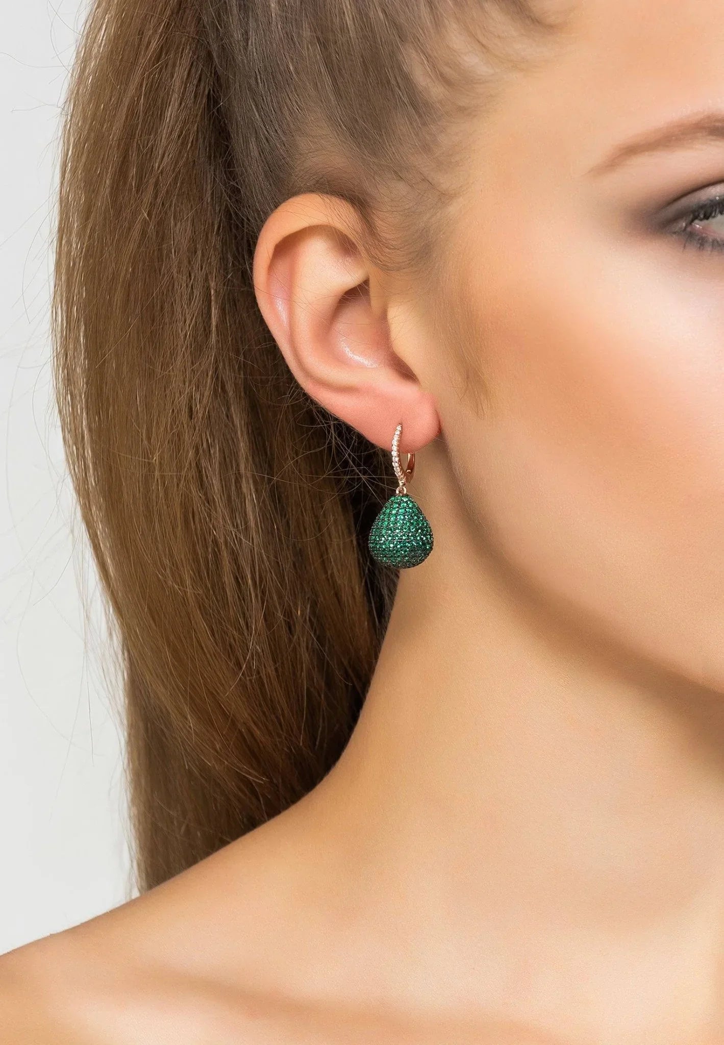 Valerie Pear Drop Gemstone Earring Rosegold Emerald Green - LATELITA Earrings