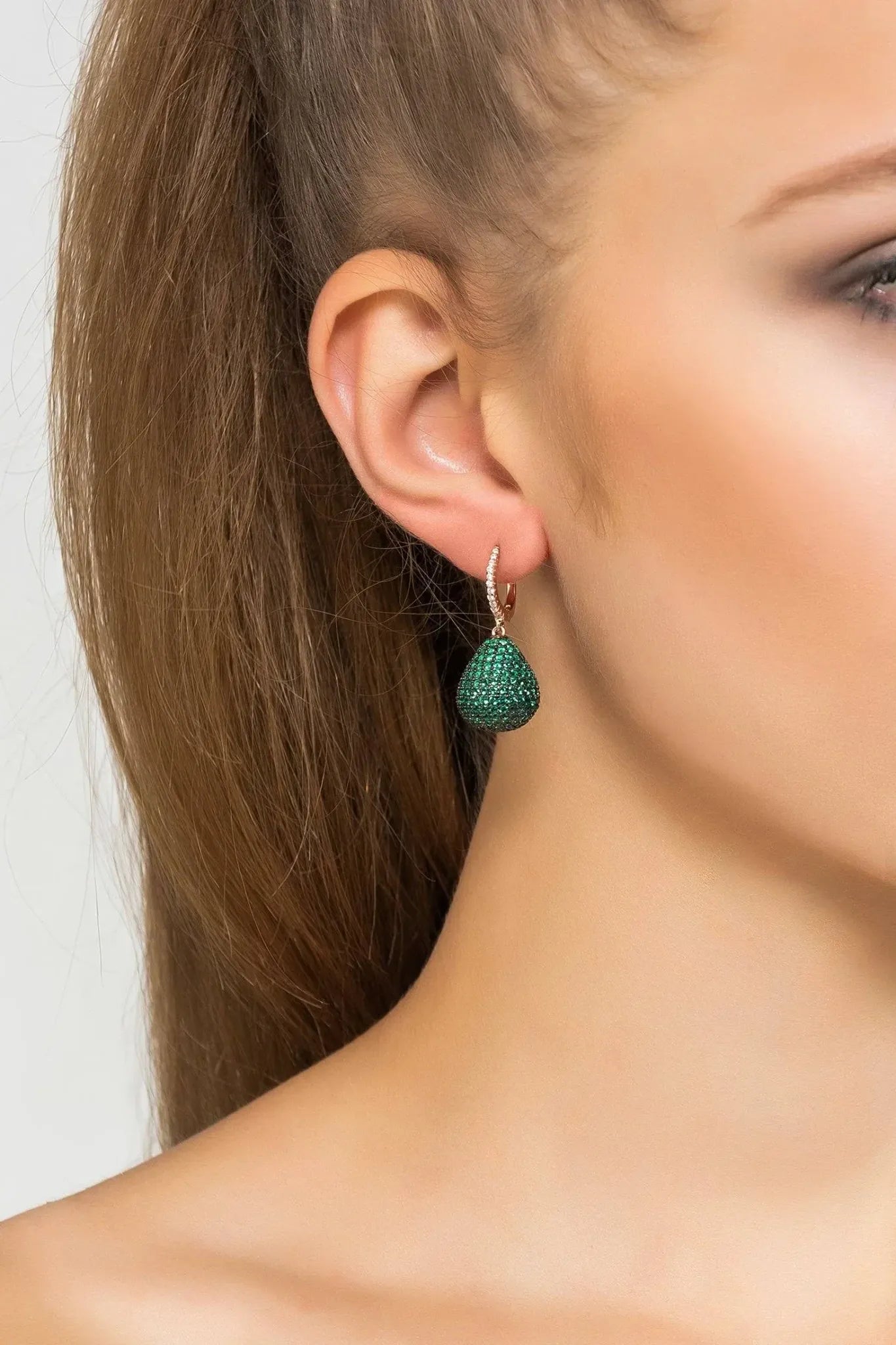 Valerie Pear Drop Gemstone Earring Rosegold Emerald Green - LATELITA Earrings