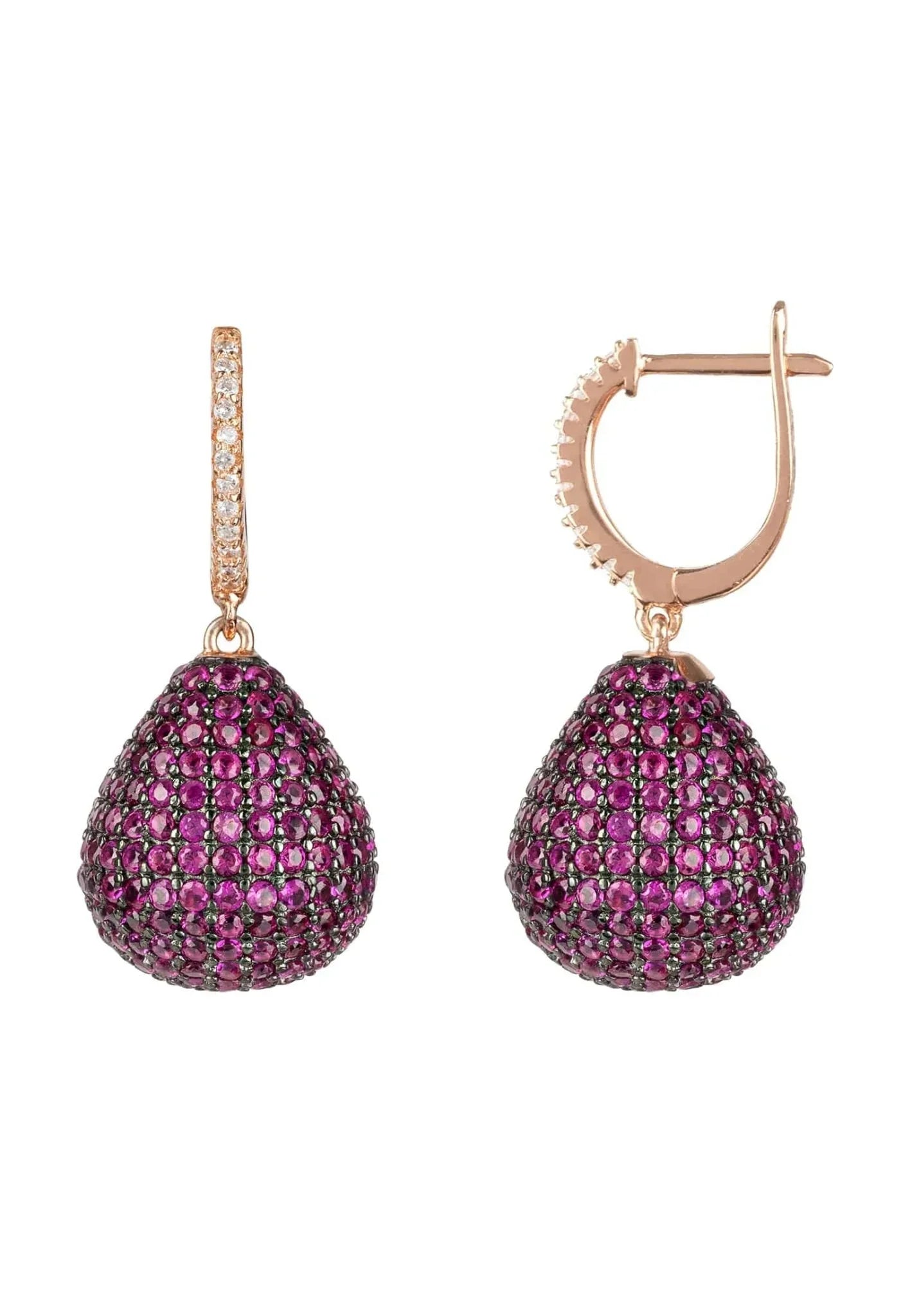 Valerie Pear Drop Gemstone Earring Rosegold Ruby - LATELITA Earrings