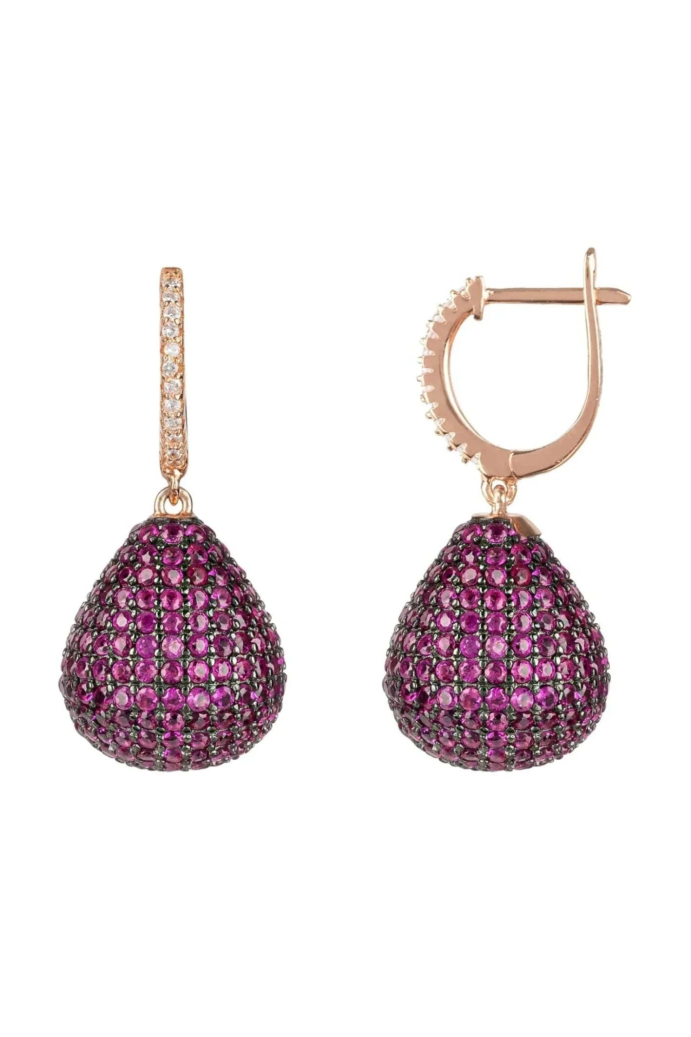 Valerie Pear Drop Gemstone Earring Rosegold Ruby - LATELITA Earrings
