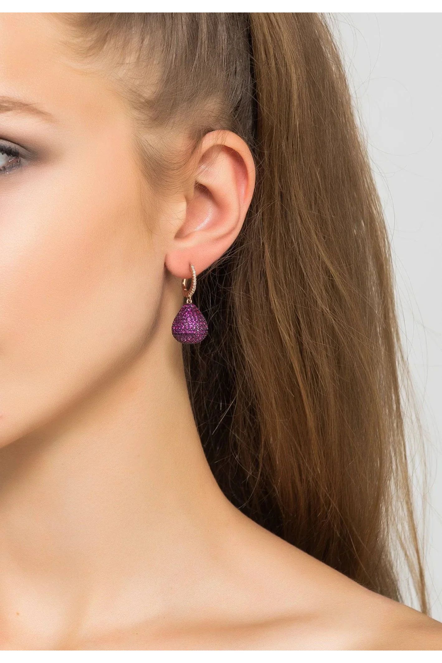 Valerie Pear Drop Gemstone Earring Rosegold Ruby - LATELITA Earrings