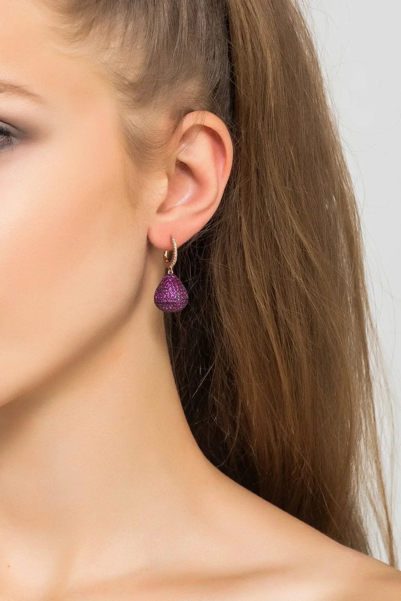 Valerie Pear Drop Gemstone Earring Rosegold Ruby - LATELITA Earrings