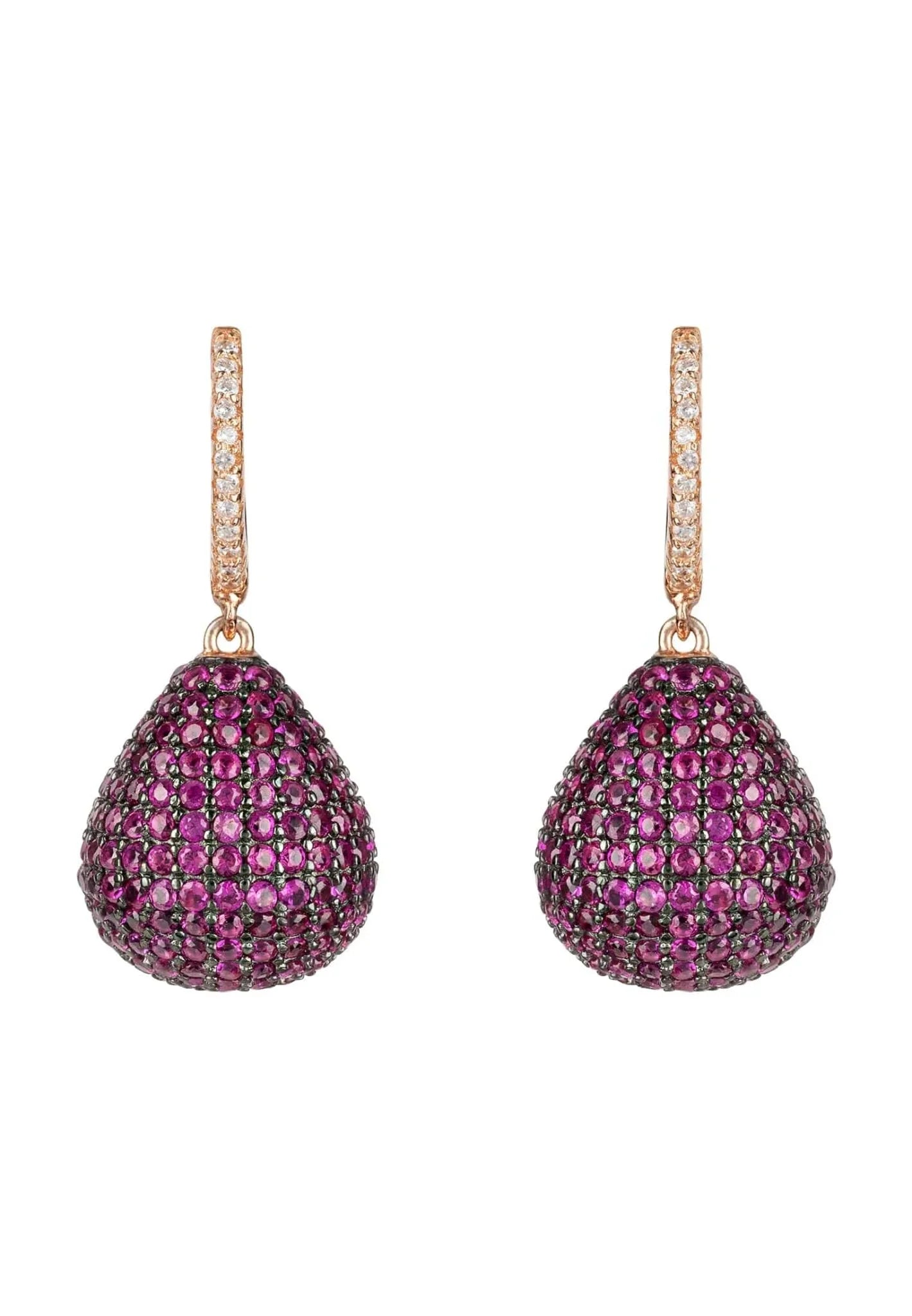 Valerie Pear Drop Gemstone Earring Rosegold Ruby - LATELITA Earrings