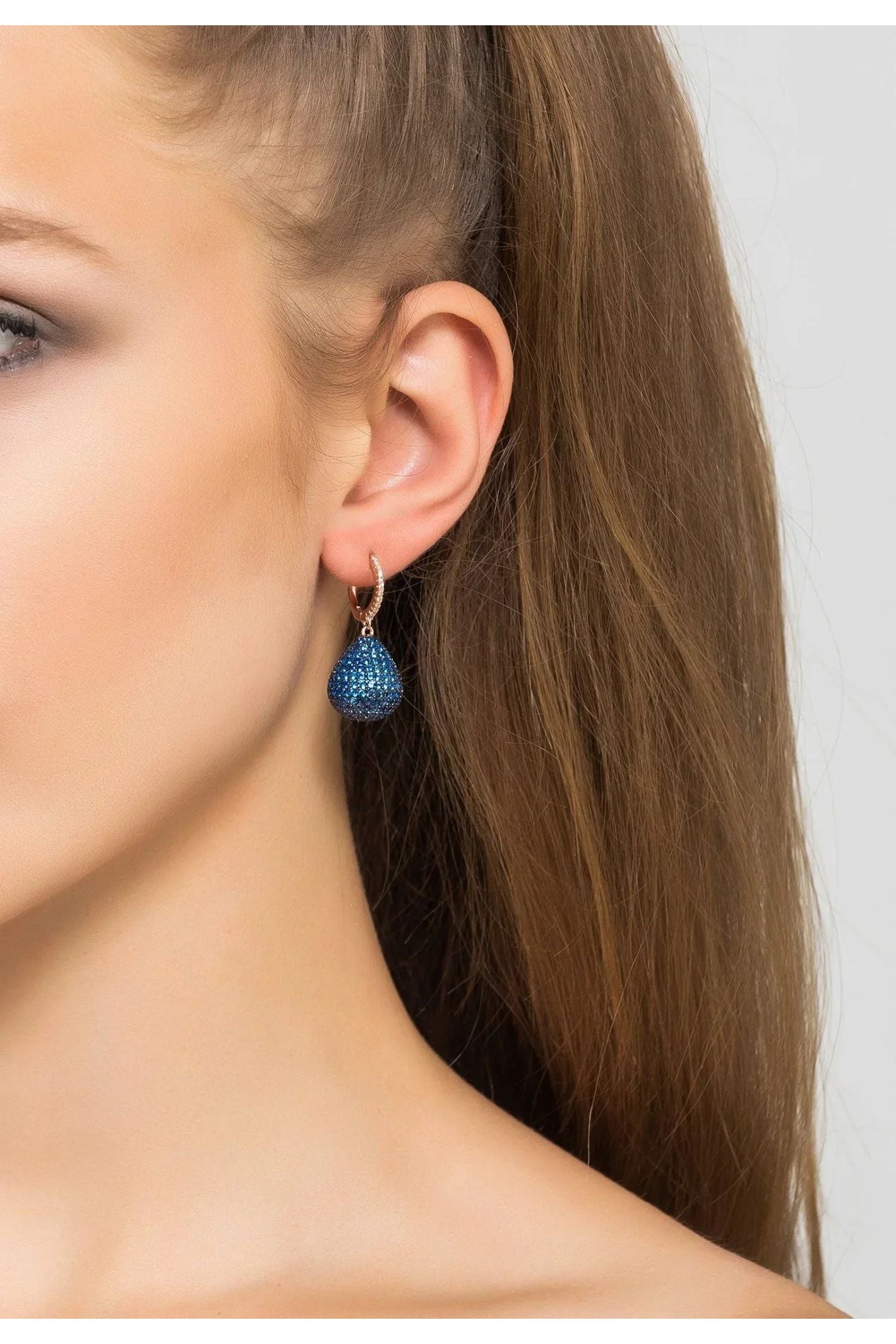 Valerie Pear Drop Gemstone Earring Rosegold Sapphire Blue - LATELITA Earrings