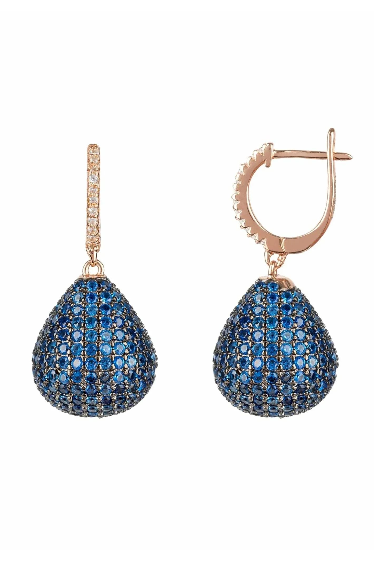 Valerie Pear Drop Gemstone Earring Rosegold Sapphire Blue - LATELITA Earrings