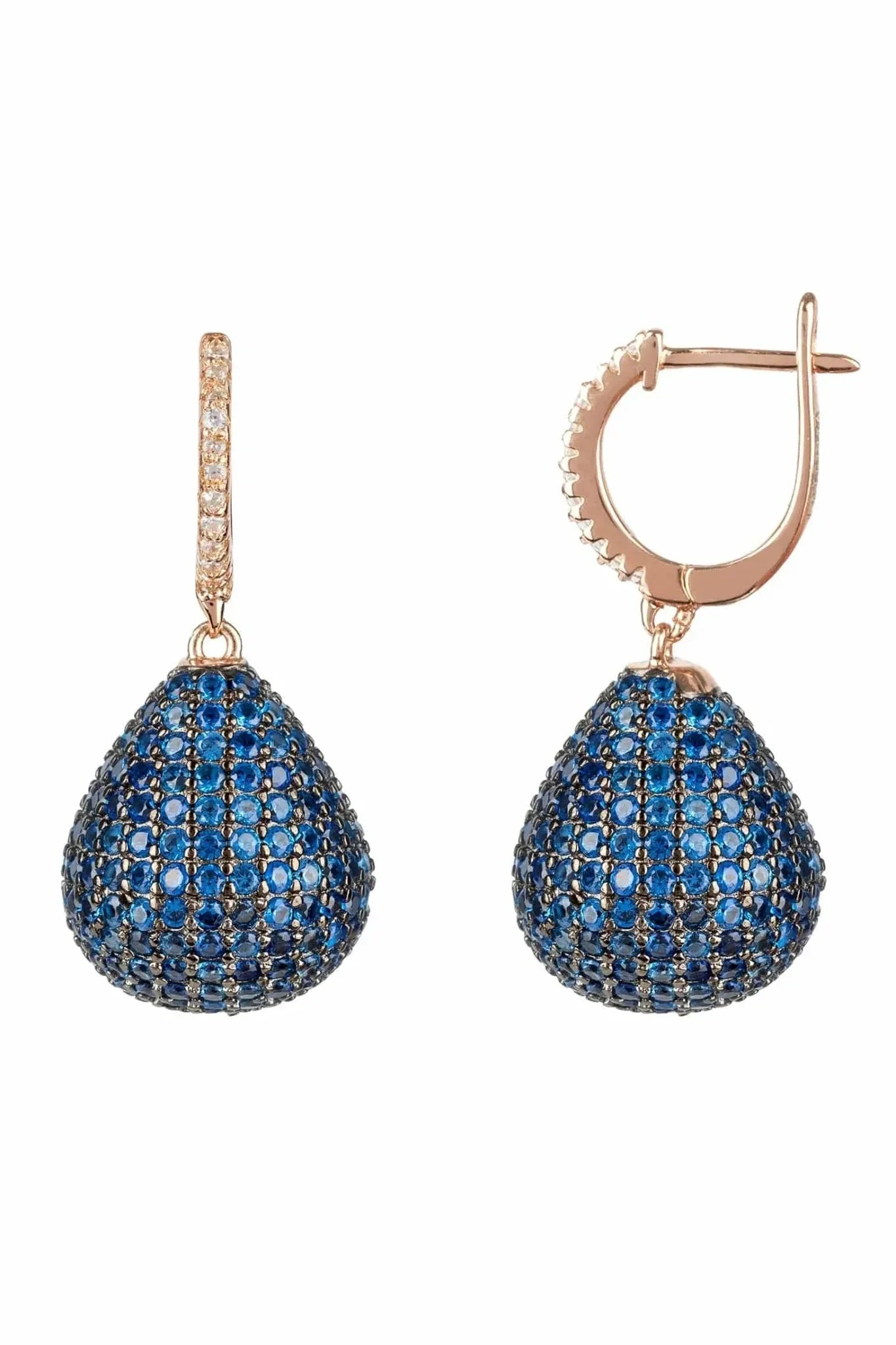 Valerie Pear Drop Gemstone Earring Rosegold Sapphire Blue - LATELITA Earrings
