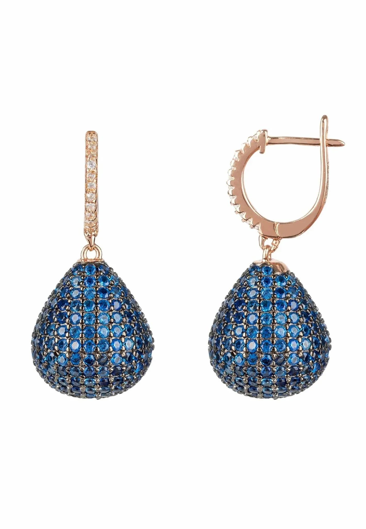 Valerie Pear Drop Gemstone Earring Rosegold Sapphire Blue - LATELITA Earrings