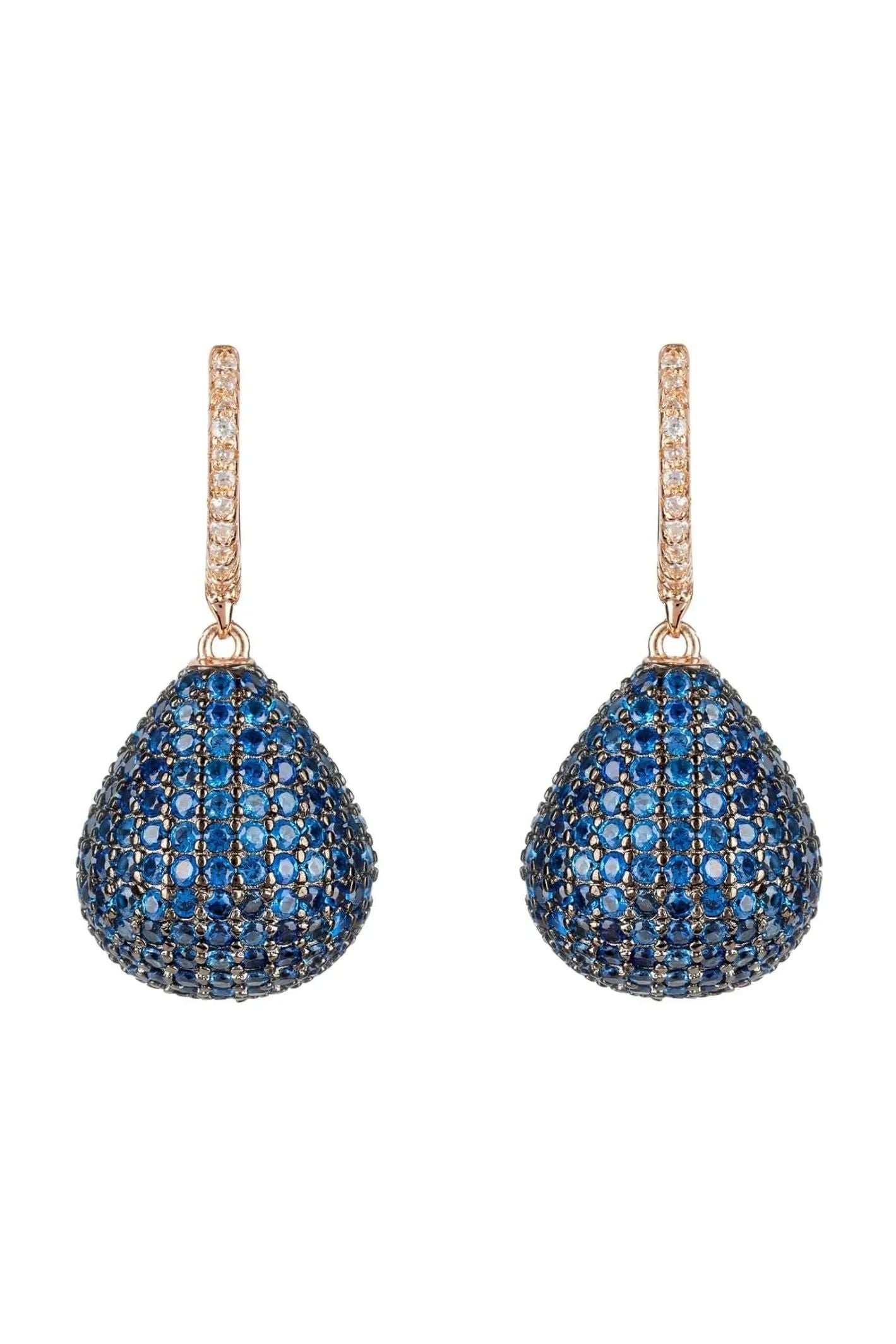 Valerie Pear Drop Gemstone Earring Rosegold Sapphire Blue - LATELITA Earrings