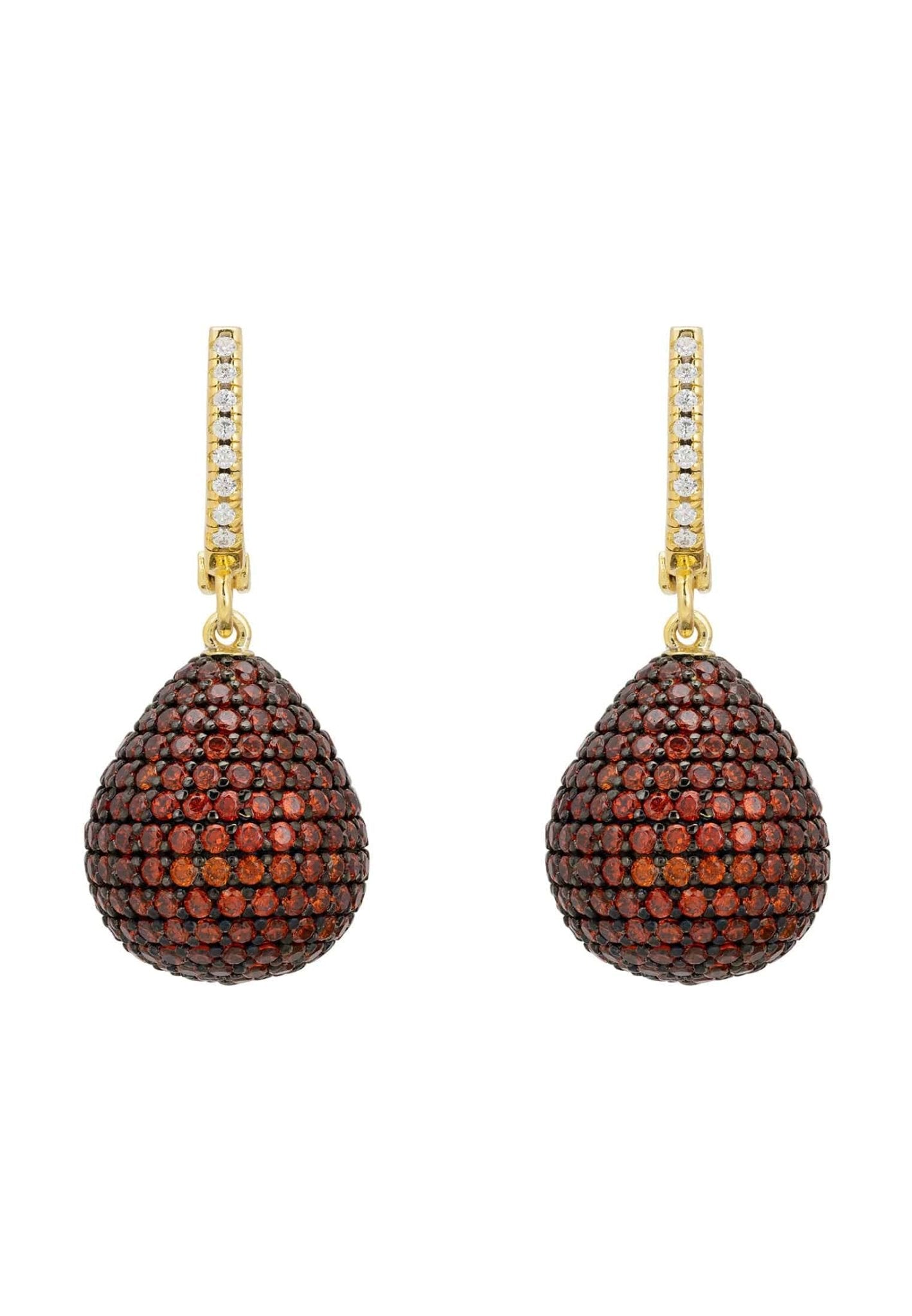 Valerie Pear Drop Gemstone Earrings Gold Burnt Orange - LATELITA Earrings