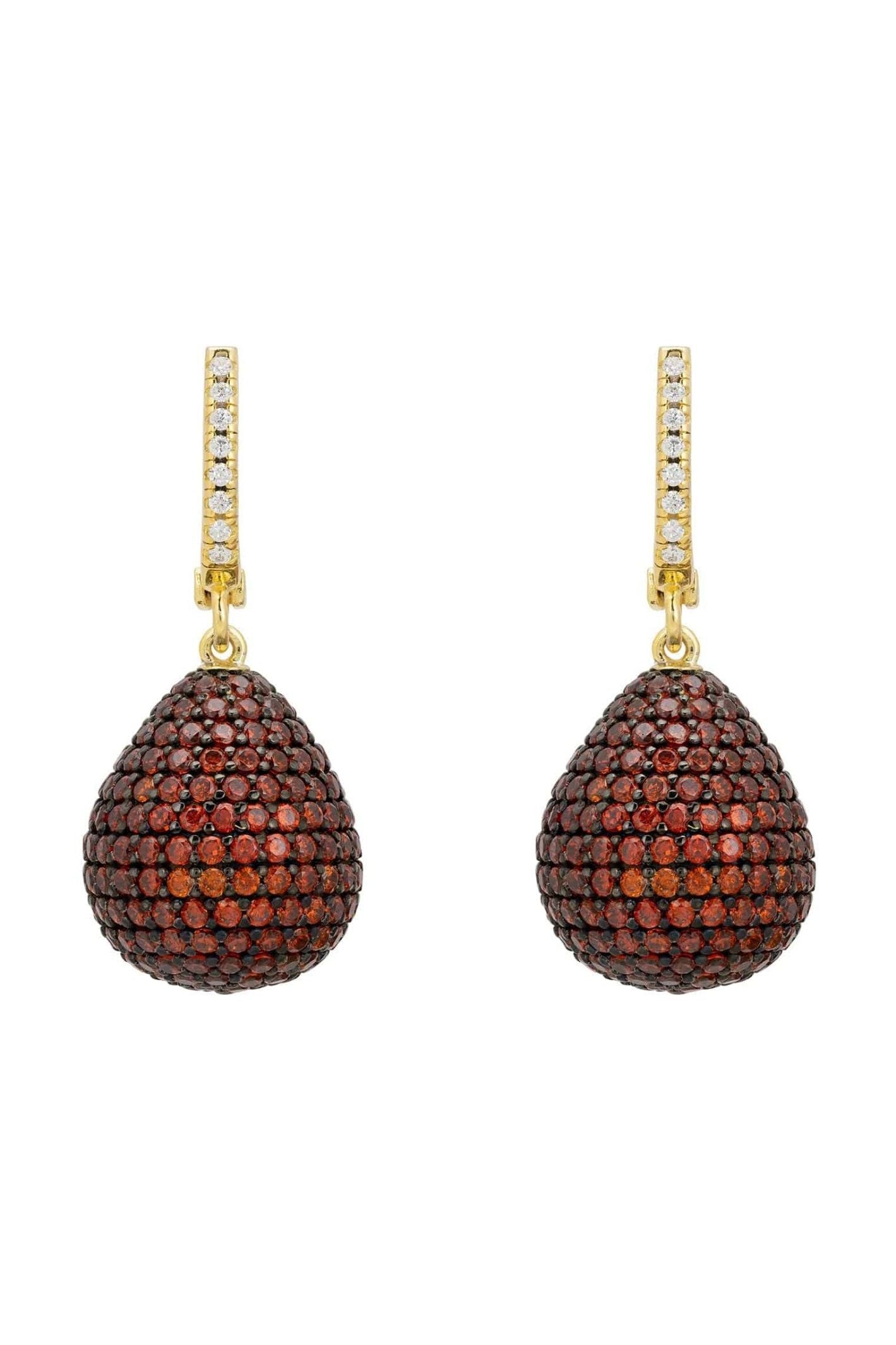 Valerie Pear Drop Gemstone Earrings Gold Burnt Orange - LATELITA Earrings