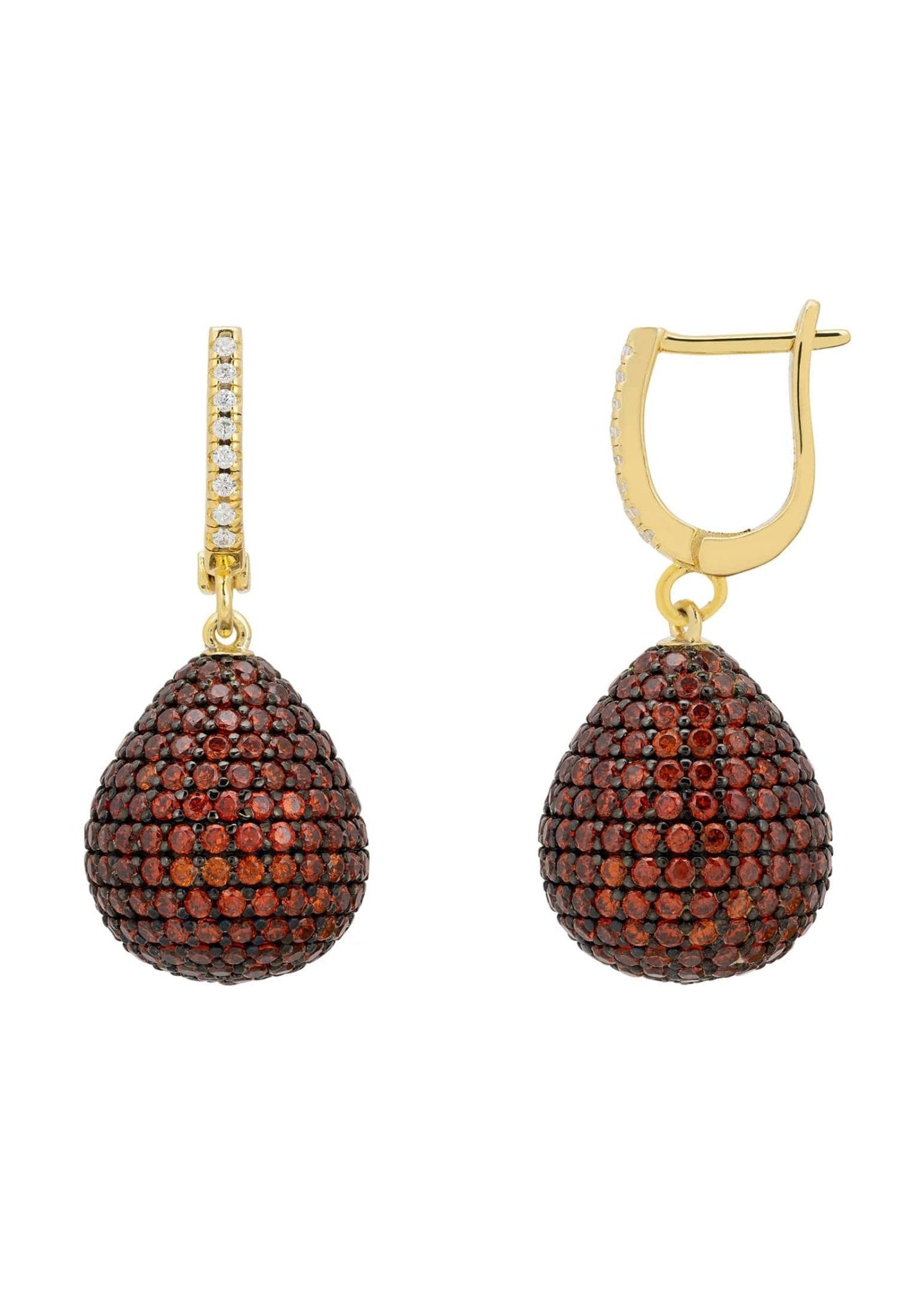 Valerie Pear Drop Gemstone Earrings Gold Burnt Orange - LATELITA Earrings