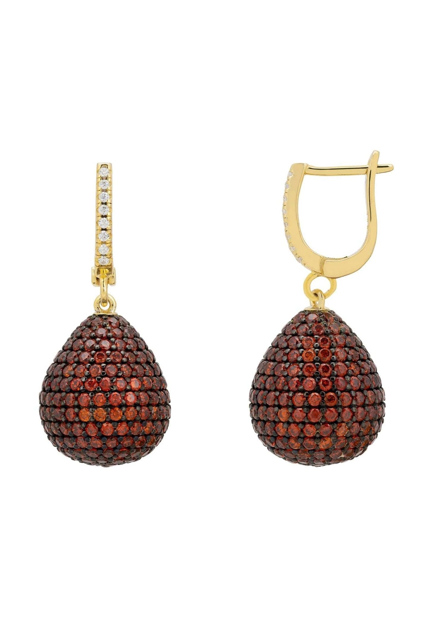 Valerie Pear Drop Gemstone Earrings Gold Burnt Orange - LATELITA Earrings