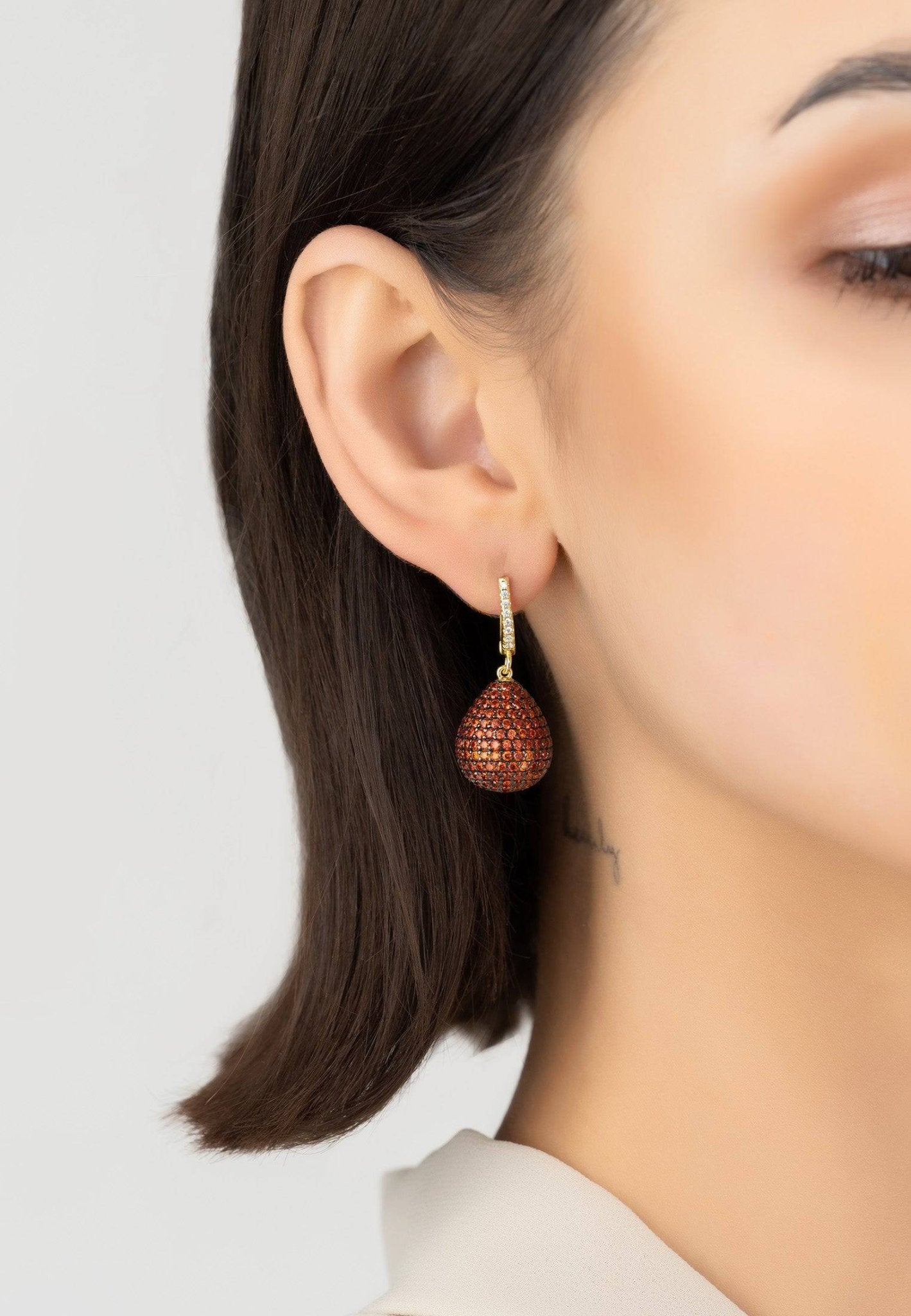 Valerie Pear Drop Gemstone Earrings Gold Burnt Orange - LATELITA Earrings