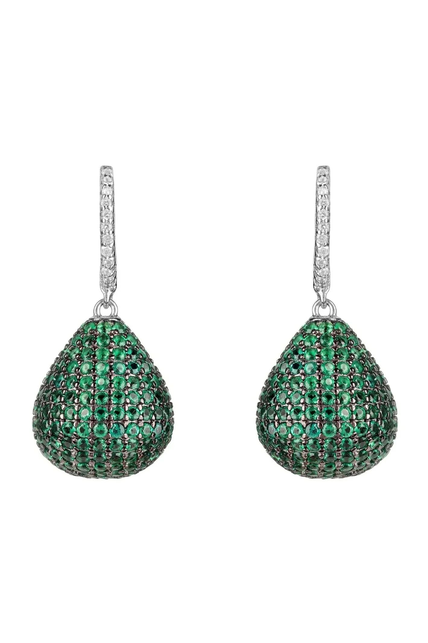 Valerie Pear Drop Gemstone Earrings Silver Emerald - LATELITA Earrings