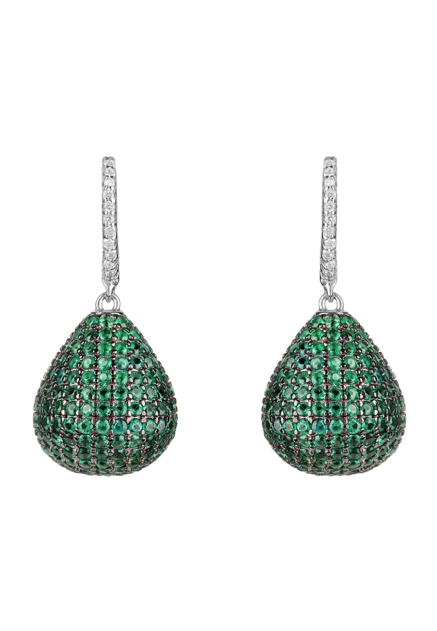 Valerie Pear Drop Gemstone Earrings Silver Emerald - LATELITA Earrings