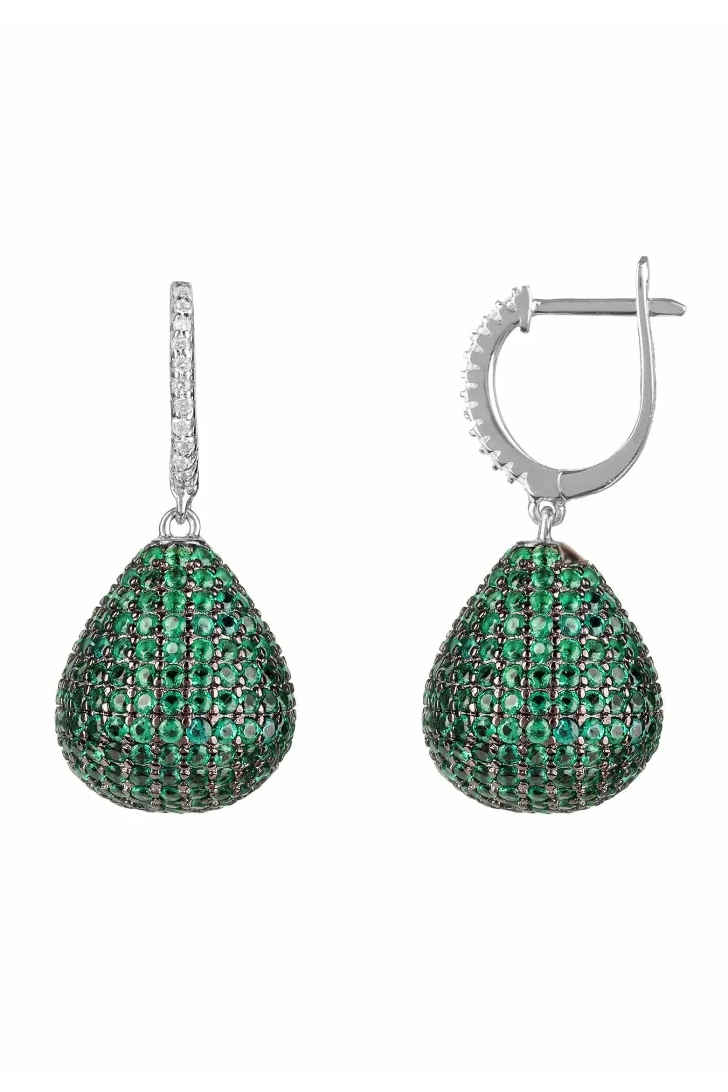 Valerie Pear Drop Gemstone Earrings Silver Emerald - LATELITA Earrings