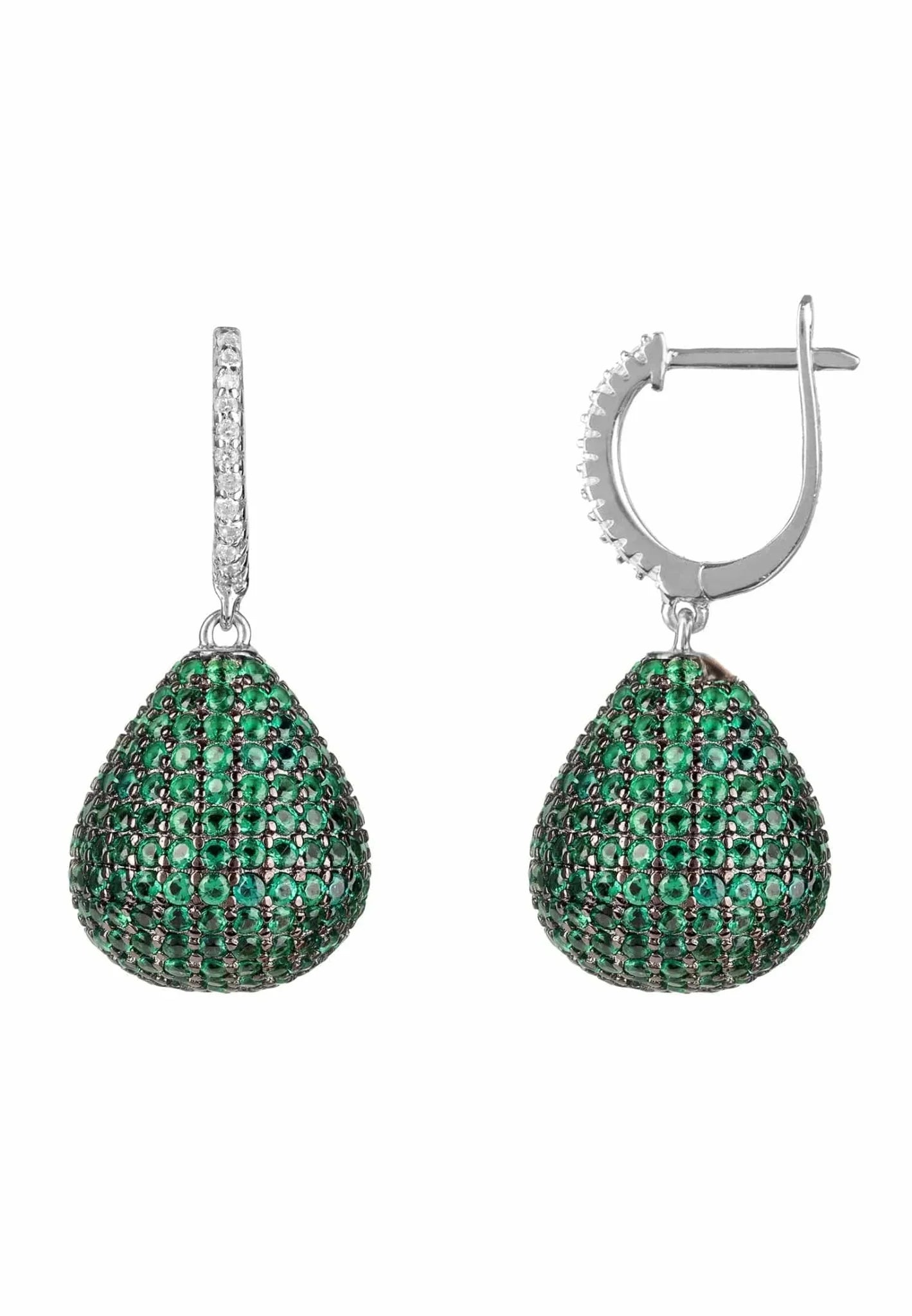 Valerie Pear Drop Gemstone Earrings Silver Emerald - LATELITA Earrings
