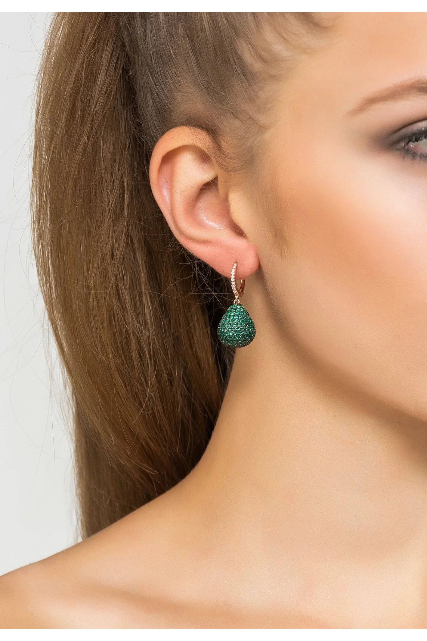 Valerie Pear Drop Gemstone Earrings Silver Emerald - LATELITA Earrings