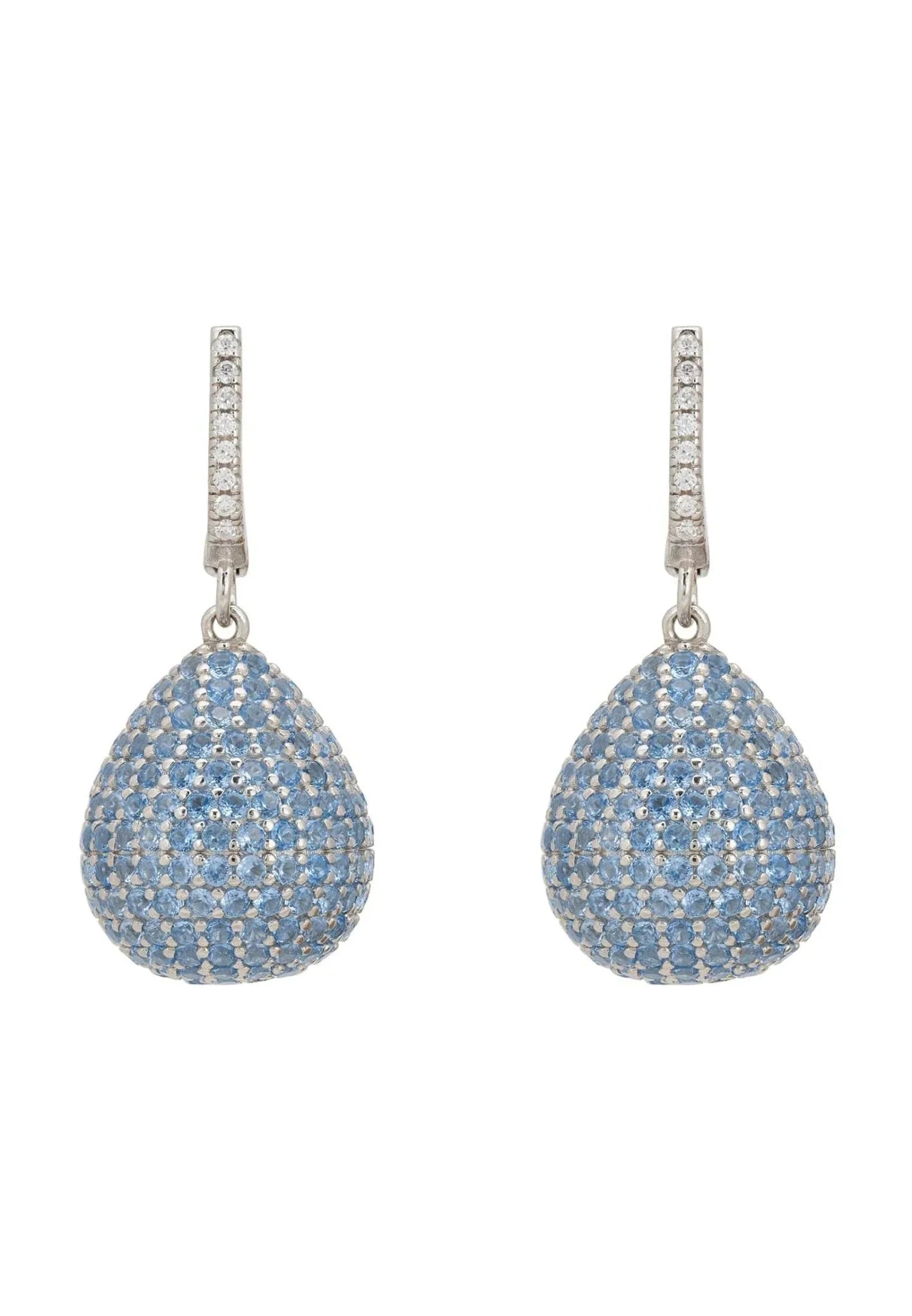 Valerie Pear Drop Gemstone Earrings Silver Ice Blue - LATELITA Earrings