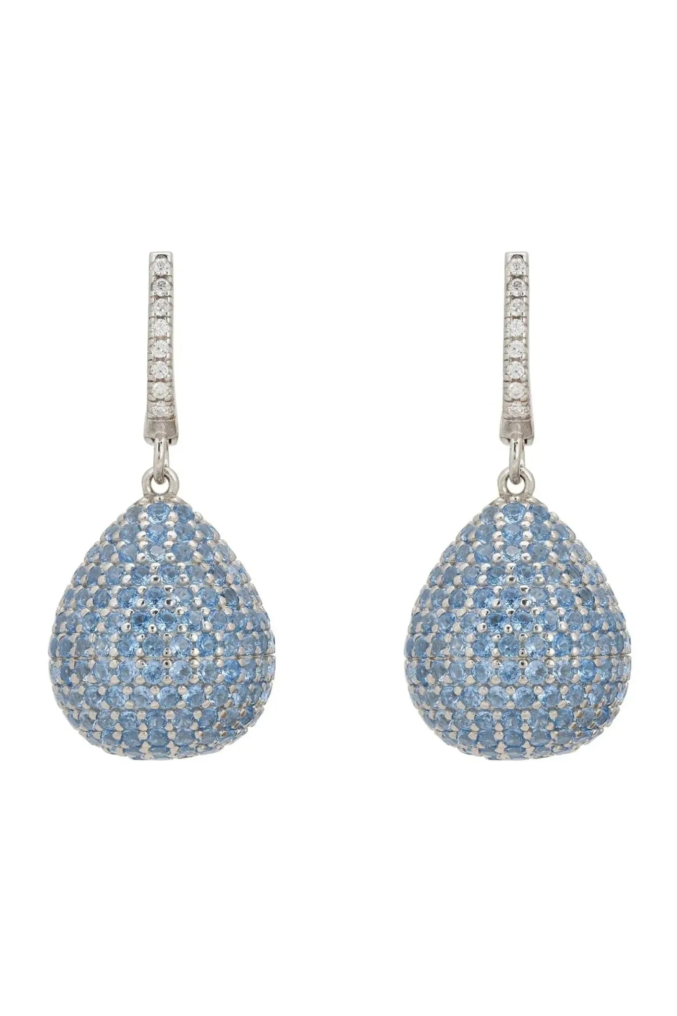 Valerie Pear Drop Gemstone Earrings Silver Ice Blue - LATELITA Earrings