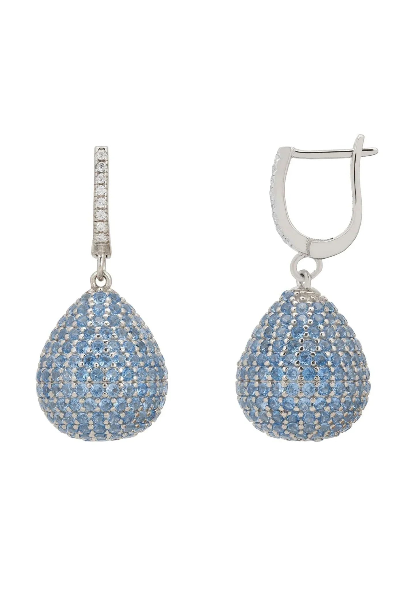 Valerie Pear Drop Gemstone Earrings Silver Ice Blue - LATELITA Earrings