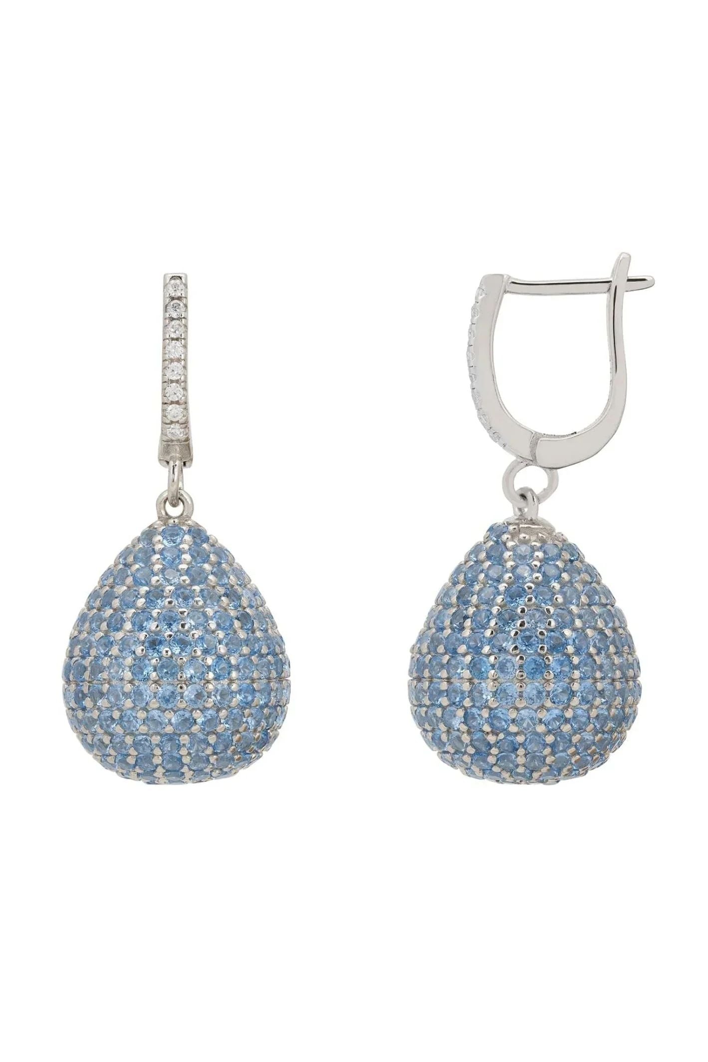 Valerie Pear Drop Gemstone Earrings Silver Ice Blue - LATELITA Earrings