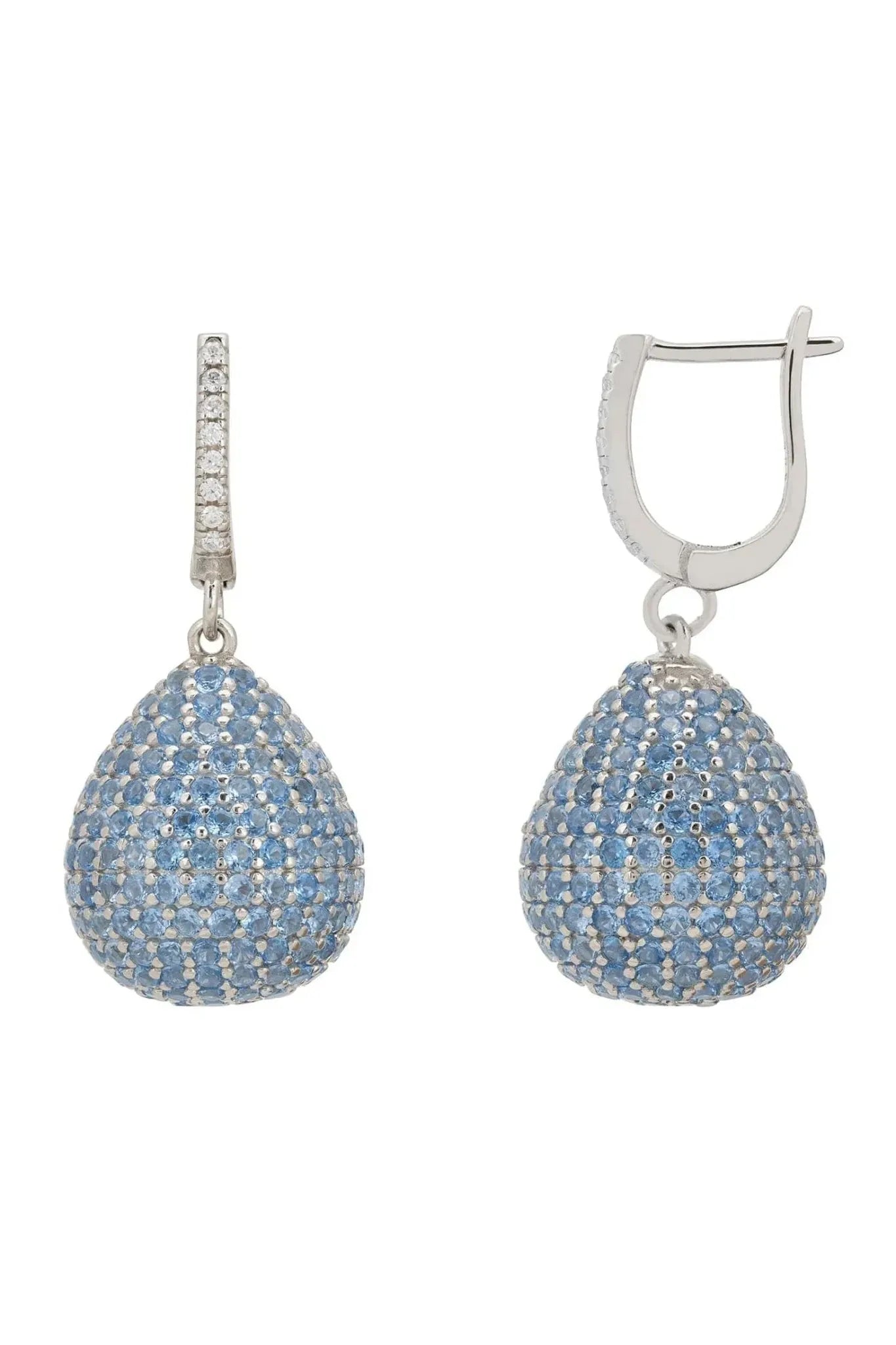 Valerie Pear Drop Gemstone Earrings Silver Ice Blue - LATELITA Earrings