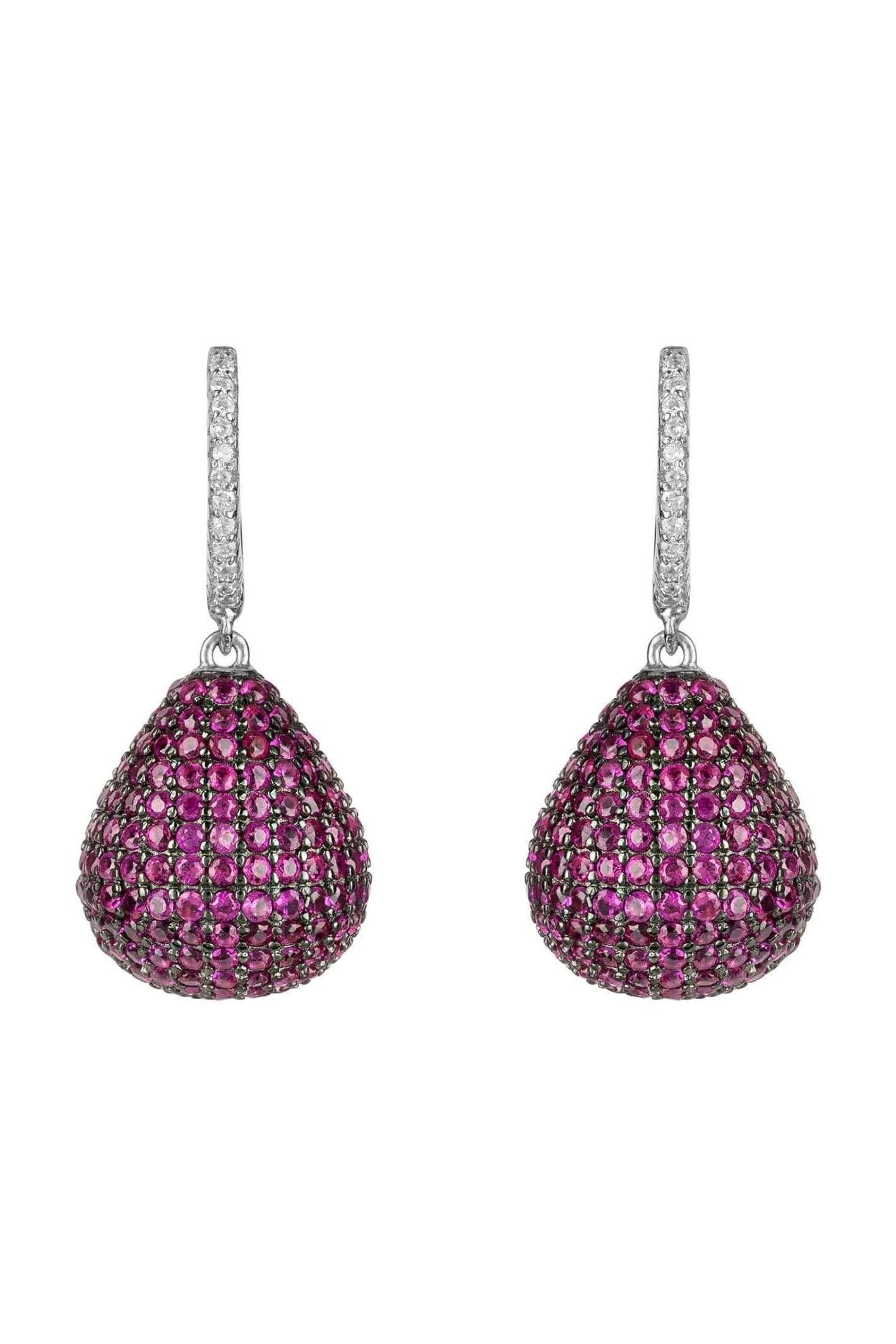 Valerie Pear Drop Gemstone Earrings Silver Ruby - LATELITA Earrings