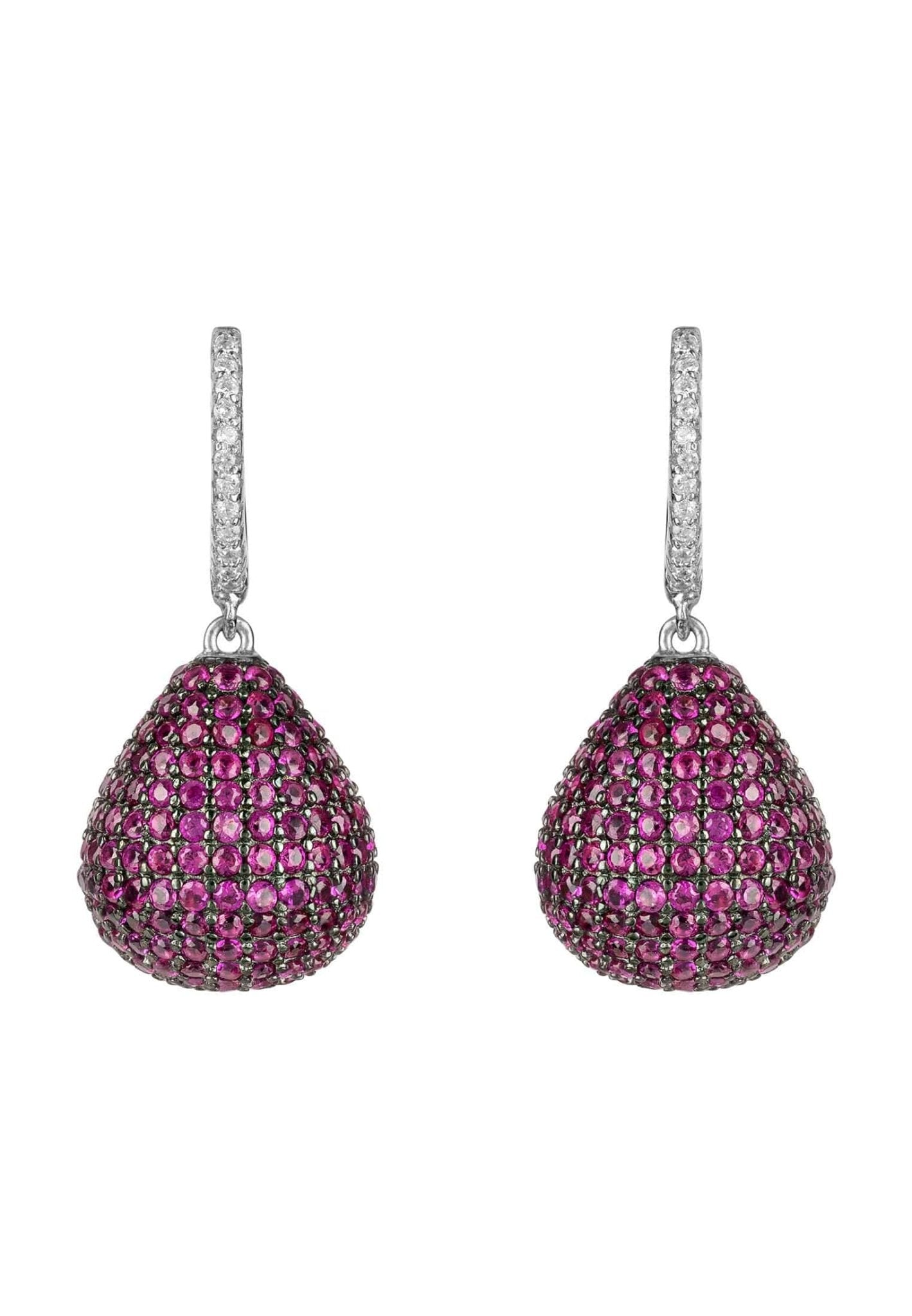 Valerie Pear Drop Gemstone Earrings Silver Ruby - LATELITA Earrings