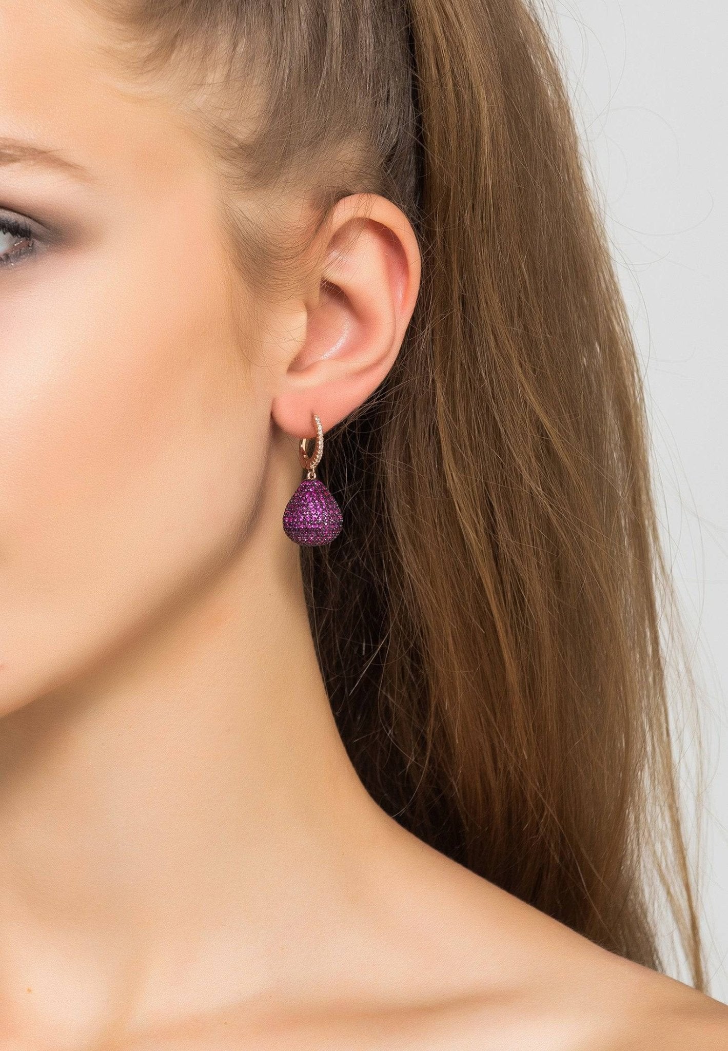 Valerie Pear Drop Gemstone Earrings Silver Ruby - LATELITA Earrings